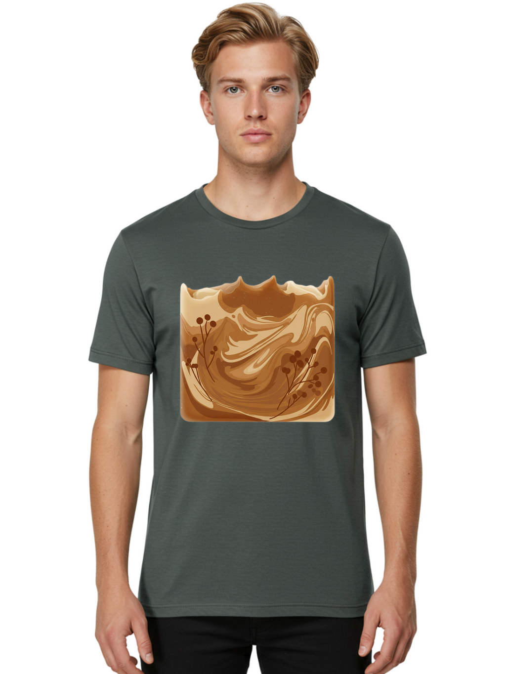 Brown-Swirl-Soap Men'S Graphic Tee, 100% Cotton, Comfortable Casual Summer Wear, Machine Washable, Vintage Camera, Old Camera, Antique Camera, Black Camera, Classic Photography, Photography Equipment, Nostalgic Device, Film Camera, Camera Art Bae934