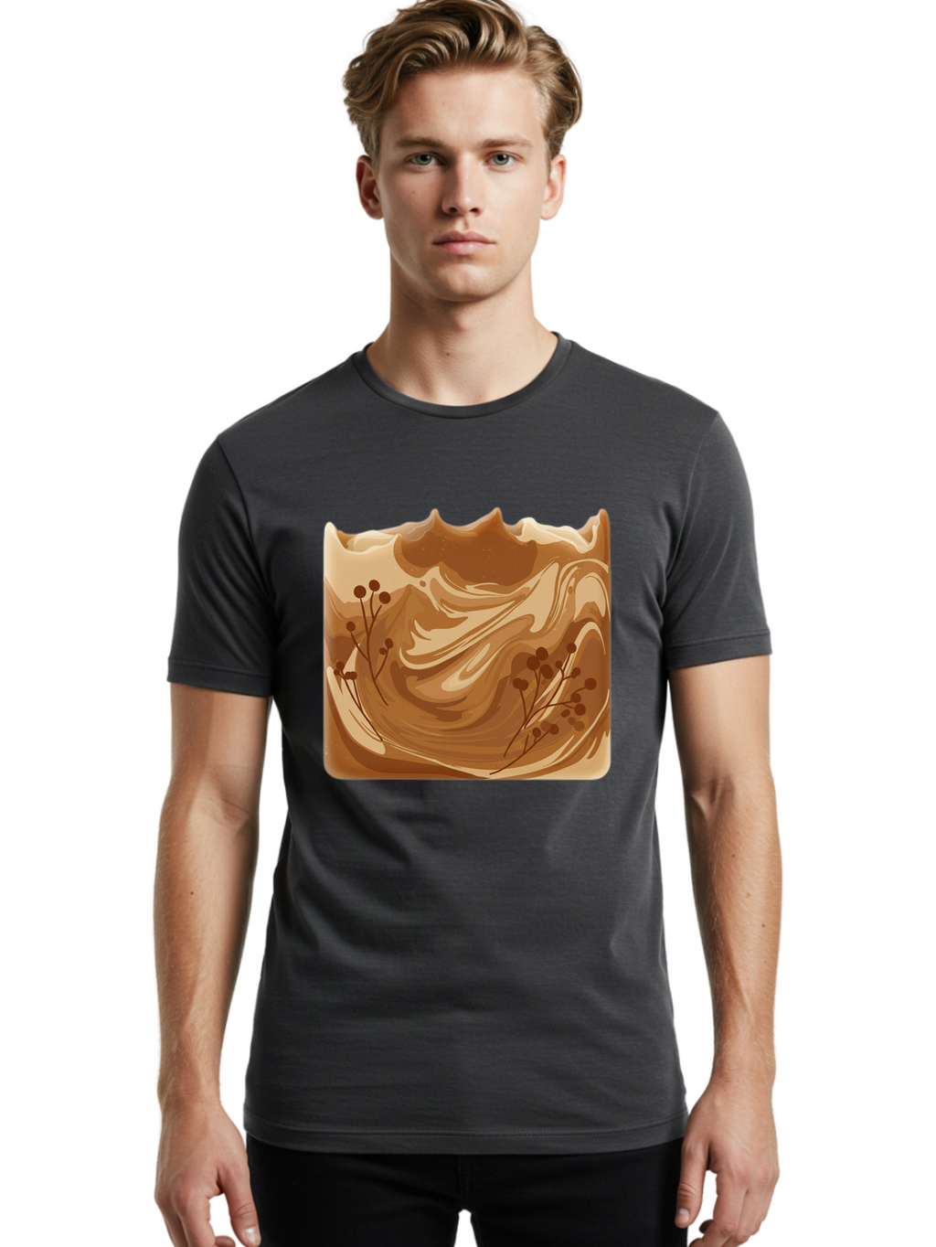 Brown-Swirl-Soap Men'S Graphic Tee, 100% Cotton, Comfortable Casual Summer Wear, Machine Washable, Vintage Camera, Old Camera, Antique Camera, Black Camera, Classic Photography, Photography Equipment, Nostalgic Device, Film Camera, Camera Art Bae934