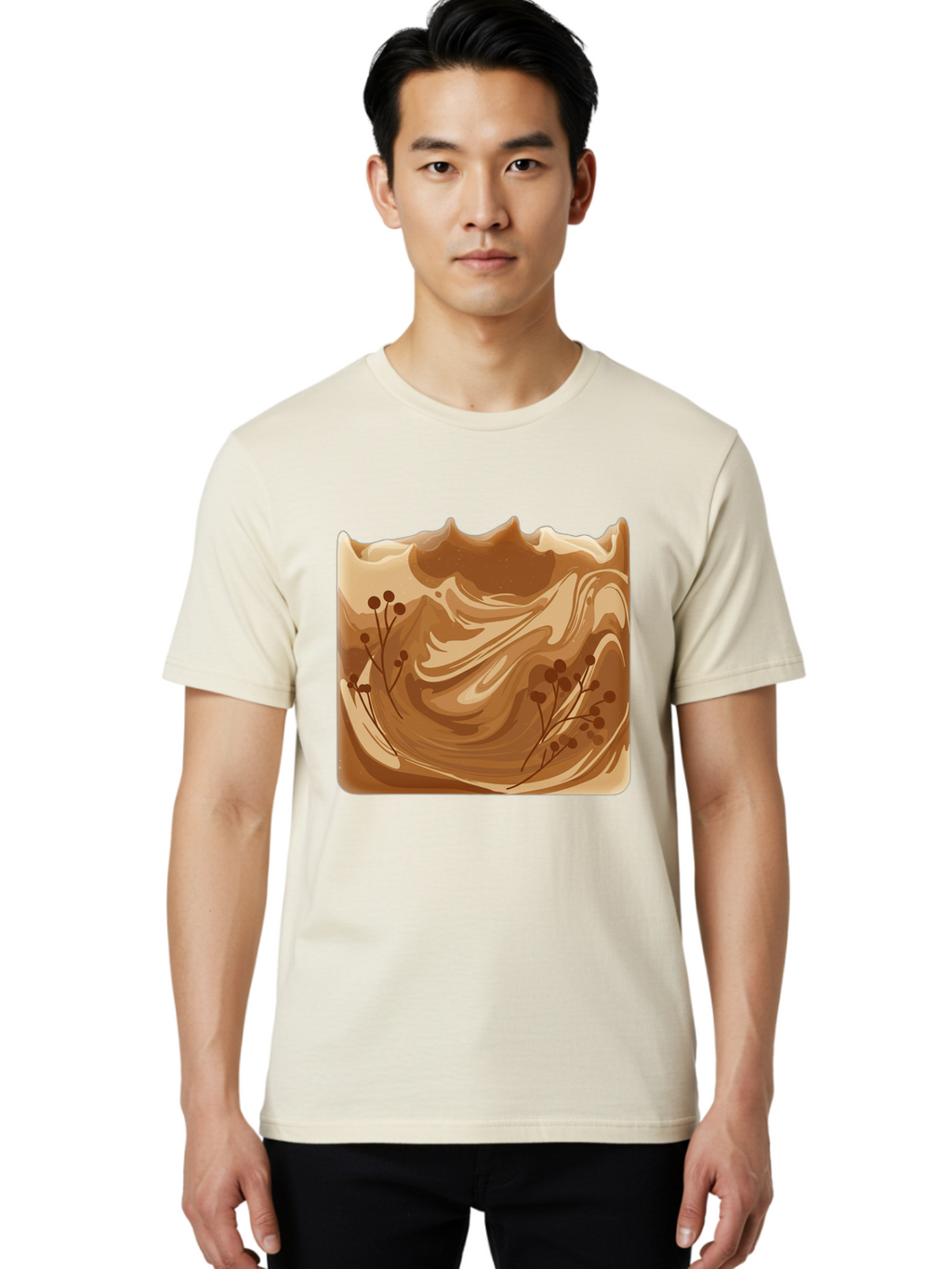 Brown-Swirl-Soap Men'S Graphic Tee, 100% Cotton, Comfortable Casual Summer Wear, Machine Washable, Vintage Camera, Old Camera, Antique Camera, Black Camera, Classic Photography, Photography Equipment, Nostalgic Device, Film Camera, Camera Art Bae934