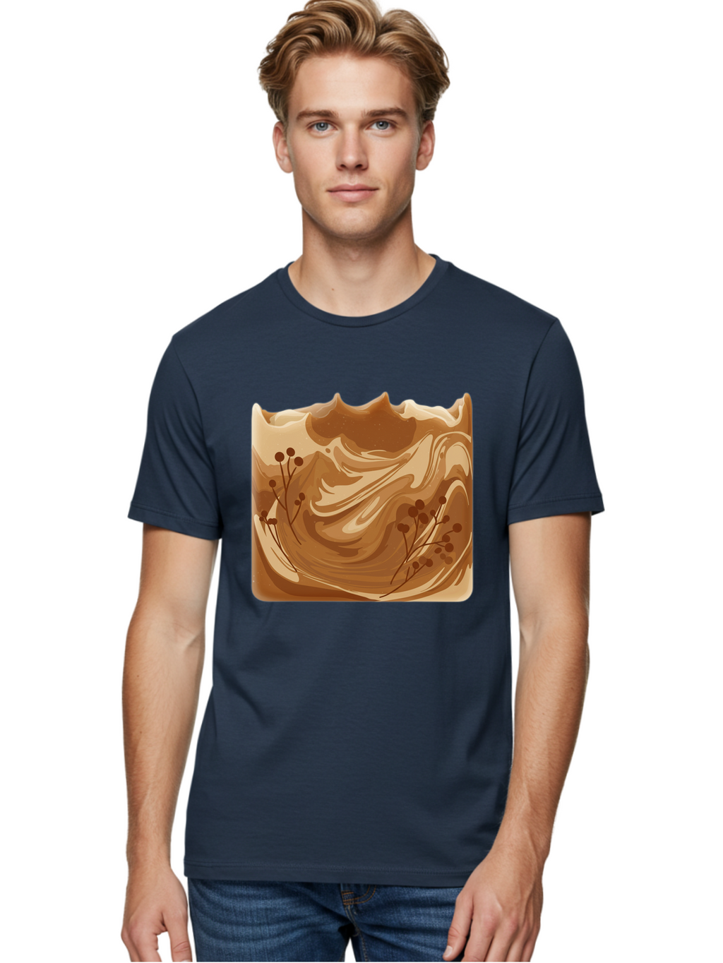 Brown-Swirl-Soap Men'S Graphic Tee, 100% Cotton, Comfortable Casual Summer Wear, Machine Washable, Vintage Camera, Old Camera, Antique Camera, Black Camera, Classic Photography, Photography Equipment, Nostalgic Device, Film Camera, Camera Art Bae934