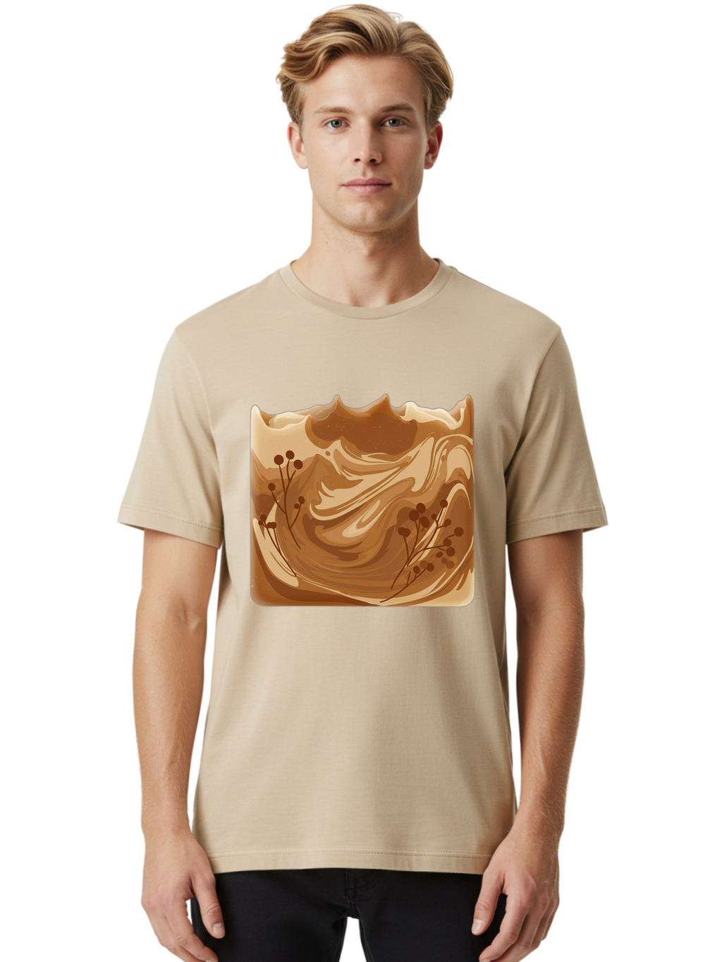 Brown-Swirl-Soap Men'S Graphic Tee, 100% Cotton, Comfortable Casual Summer Wear, Machine Washable, Vintage Camera, Old Camera, Antique Camera, Black Camera, Classic Photography, Photography Equipment, Nostalgic Device, Film Camera, Camera Art Bae934