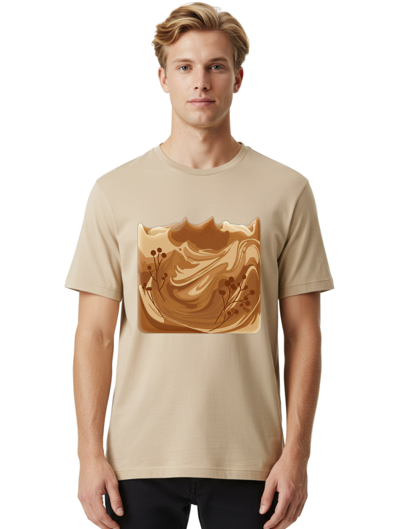 Brown-Swirl-Soap Men'S Graphic Tee, 100% Cotton, Comfortable Casual Summer Wear, Machine Washable, Vintage Camera, Old Camera, Antique Camera, Black Camera, Classic Photography, Photography Equipment, Nostalgic Device, Film Camera, Camera Art Bae934