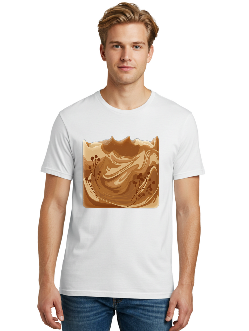 Brown-Swirl-Soap Men'S Graphic Tee, 100% Cotton, Comfortable Casual Summer Wear, Machine Washable, Vintage Camera, Old Camera, Antique Camera, Black Camera, Classic Photography, Photography Equipment, Nostalgic Device, Film Camera, Camera Art Bae934