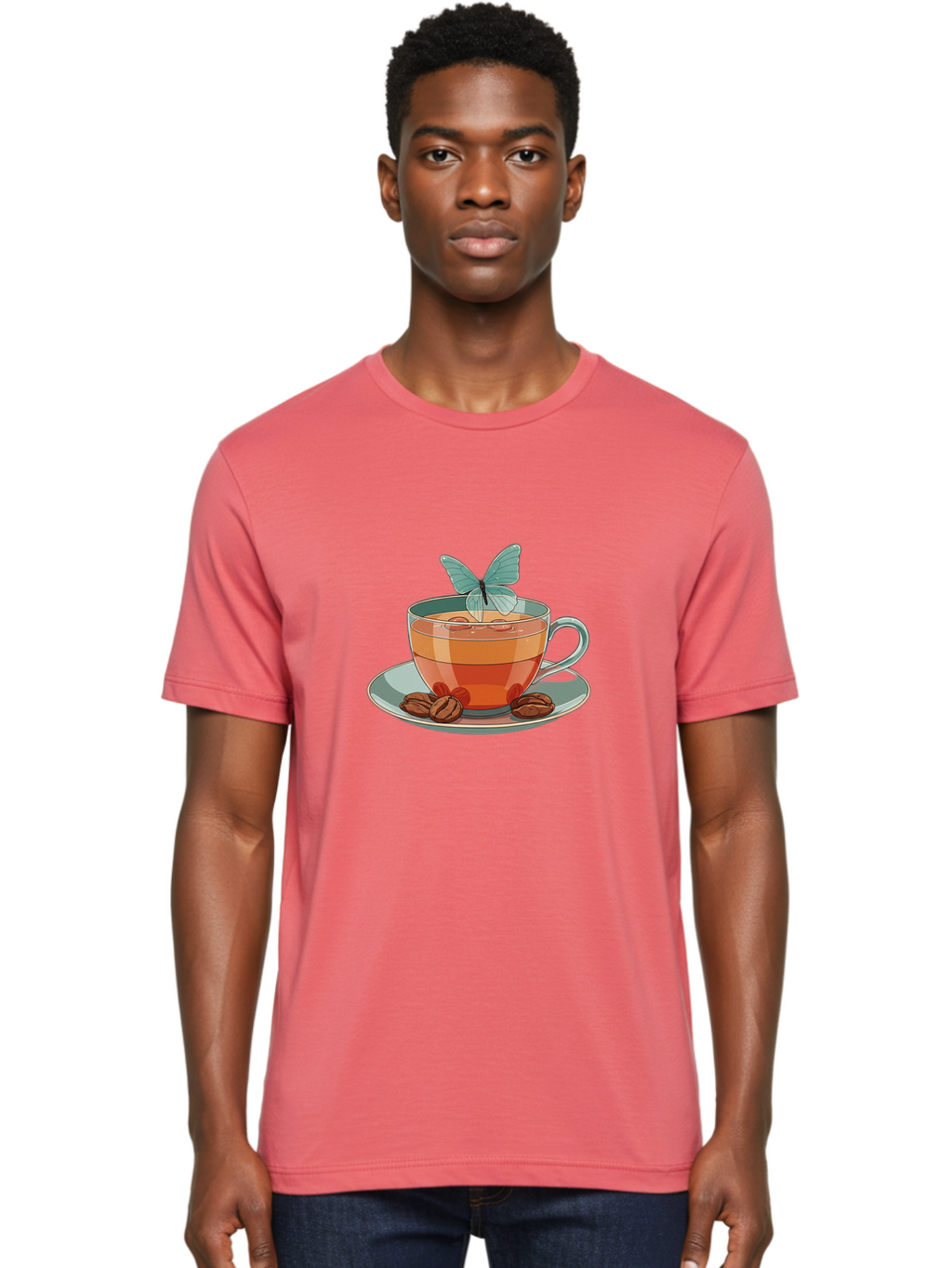 Butterfly-Coffee-Cup Men'S Graphic Tee, 100% Cotton, Comfortable Casual Summer Wear, Machine Washable, Vintage Camera, Old Camera, Antique Camera, Black Camera, Classic Photography, Photography Equipment, Nostalgic Device, Film Camera, Bae940