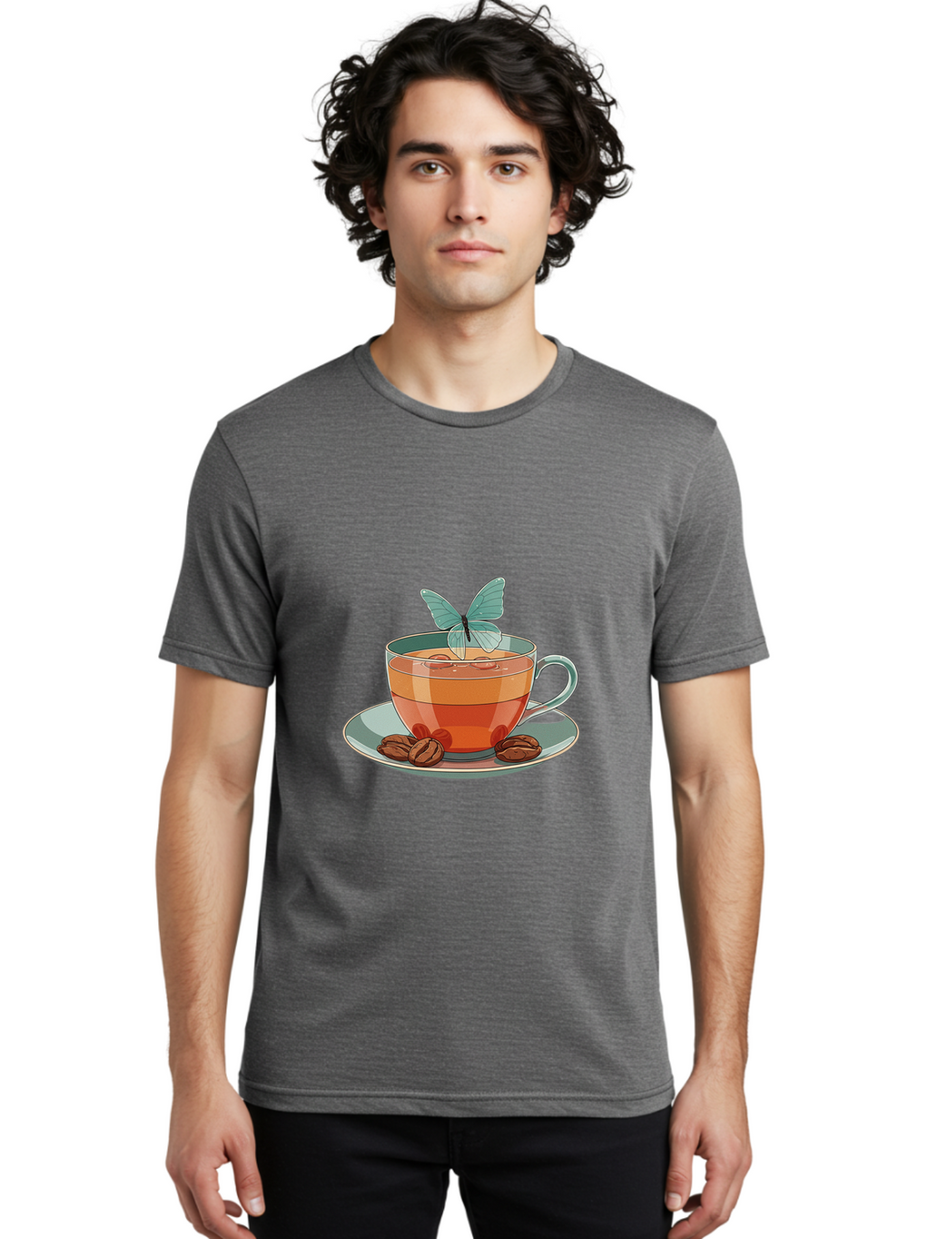 Butterfly-Coffee-Cup Men'S Graphic Tee, 100% Cotton, Comfortable Casual Summer Wear, Machine Washable, Vintage Camera, Old Camera, Antique Camera, Black Camera, Classic Photography, Photography Equipment, Nostalgic Device, Film Camera, Bae940