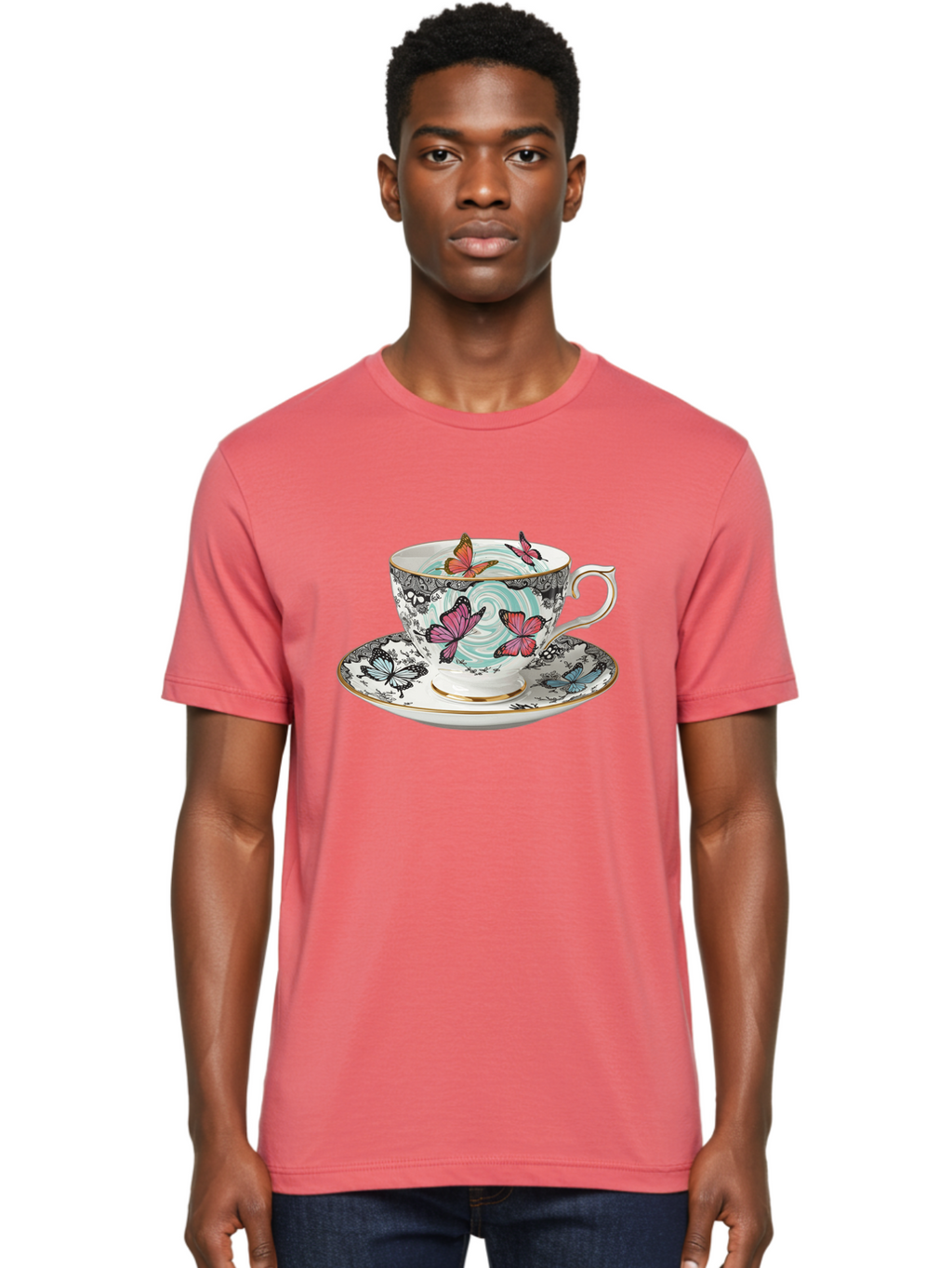 Butterfly-Tea-Cup Men'S Graphic Tee, 100% Cotton, Comfortable Casual Summer Wear, Machine Washable, Vintage Camera, Old Camera, Antique Camera, Black Camera, Classic Photography, Photography Equipment, Nostalgic Device, Film Camera, Camera Art Bae942