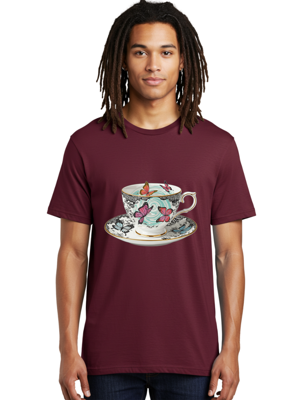 Butterfly-Tea-Cup Men'S Graphic Tee, 100% Cotton, Comfortable Casual Summer Wear, Machine Washable, Vintage Camera, Old Camera, Antique Camera, Black Camera, Classic Photography, Photography Equipment, Nostalgic Device, Film Camera, Camera Art Bae942