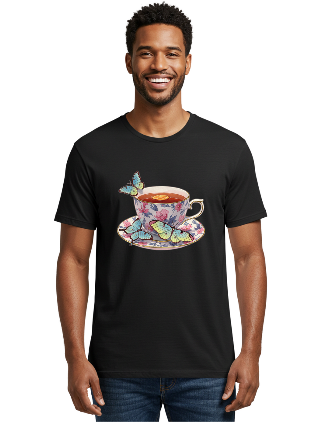 Butterfly-Tea Men'S Graphic Tee, 100% Cotton, Comfortable Casual Summer Wear, Machine Washable, Vintage Camera, Old Camera, Antique Camera, Black Camera, Classic Photography, Photography Equipment, Nostalgic Device, Film Camera, Camera Art Bae943