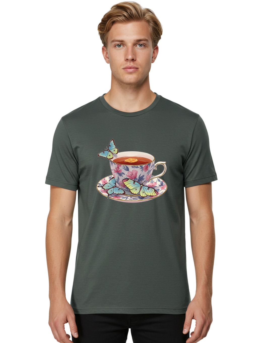 Butterfly-Tea Men'S Graphic Tee, 100% Cotton, Comfortable Casual Summer Wear, Machine Washable, Vintage Camera, Old Camera, Antique Camera, Black Camera, Classic Photography, Photography Equipment, Nostalgic Device, Film Camera, Camera Art Bae943