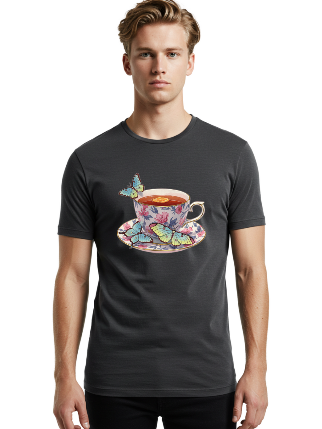 Butterfly-Tea Men'S Graphic Tee, 100% Cotton, Comfortable Casual Summer Wear, Machine Washable, Vintage Camera, Old Camera, Antique Camera, Black Camera, Classic Photography, Photography Equipment, Nostalgic Device, Film Camera, Camera Art Bae943