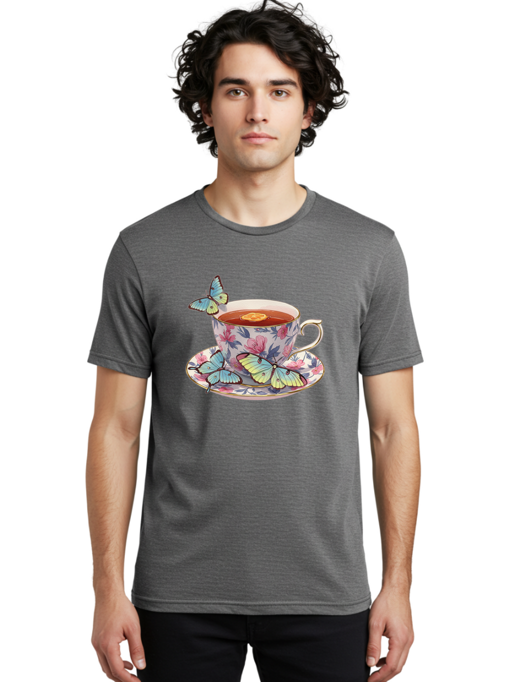 Butterfly-Tea Men'S Graphic Tee, 100% Cotton, Comfortable Casual Summer Wear, Machine Washable, Vintage Camera, Old Camera, Antique Camera, Black Camera, Classic Photography, Photography Equipment, Nostalgic Device, Film Camera, Camera Art Bae943