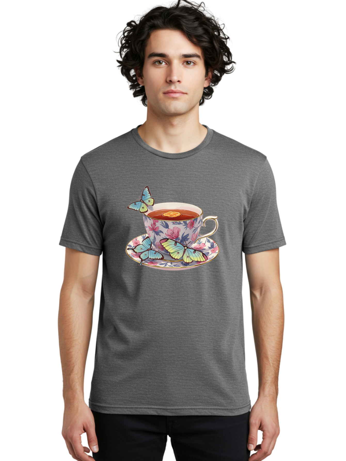Butterfly-Tea Men'S Graphic Tee, 100% Cotton, Comfortable Casual Summer Wear, Machine Washable, Vintage Camera, Old Camera, Antique Camera, Black Camera, Classic Photography, Photography Equipment, Nostalgic Device, Film Camera, Camera Art Bae943