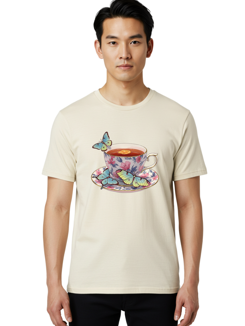Butterfly-Tea Men'S Graphic Tee, 100% Cotton, Comfortable Casual Summer Wear, Machine Washable, Vintage Camera, Old Camera, Antique Camera, Black Camera, Classic Photography, Photography Equipment, Nostalgic Device, Film Camera, Camera Art Bae943