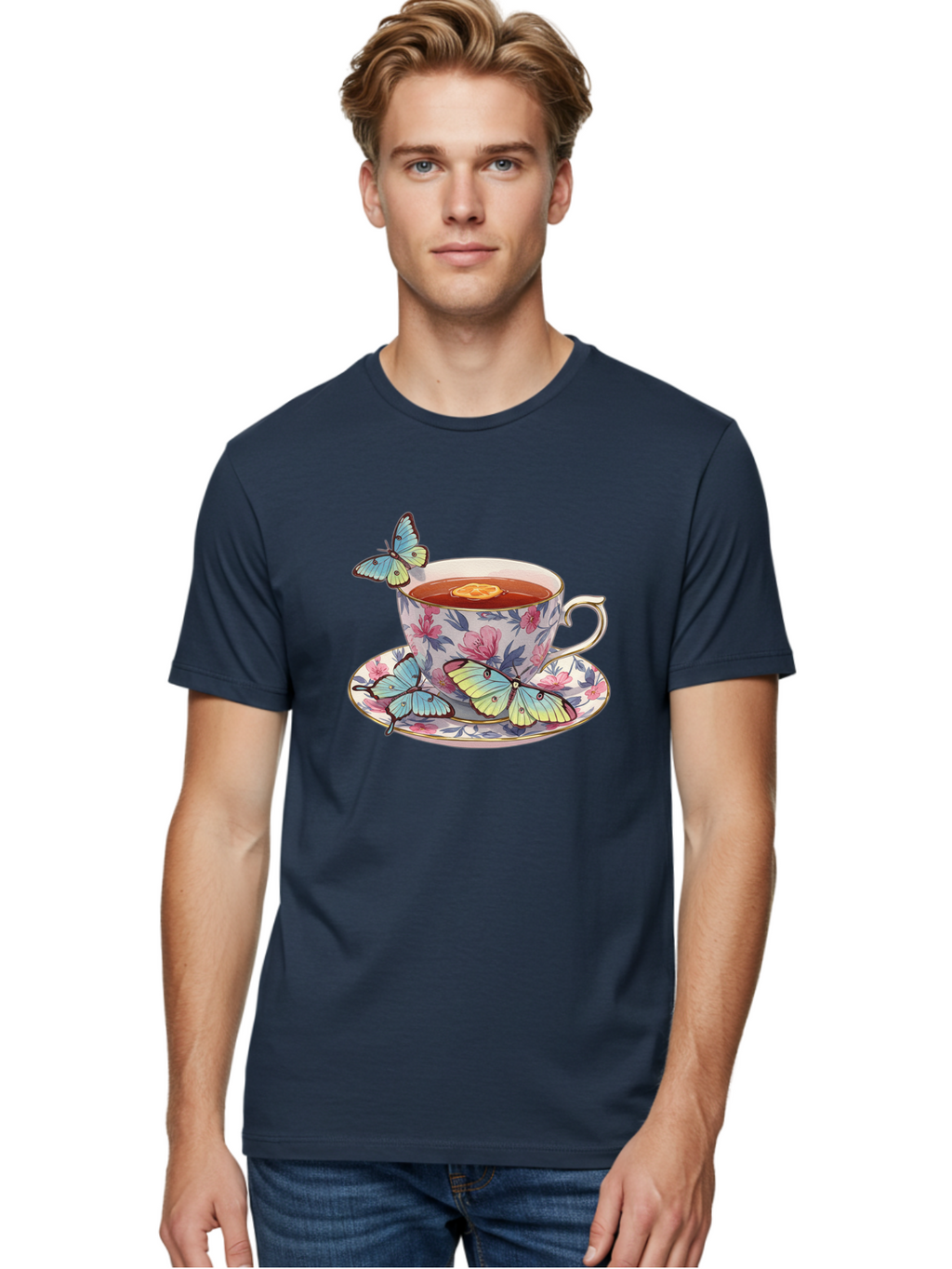 Butterfly-Tea Men'S Graphic Tee, 100% Cotton, Comfortable Casual Summer Wear, Machine Washable, Vintage Camera, Old Camera, Antique Camera, Black Camera, Classic Photography, Photography Equipment, Nostalgic Device, Film Camera, Camera Art Bae943