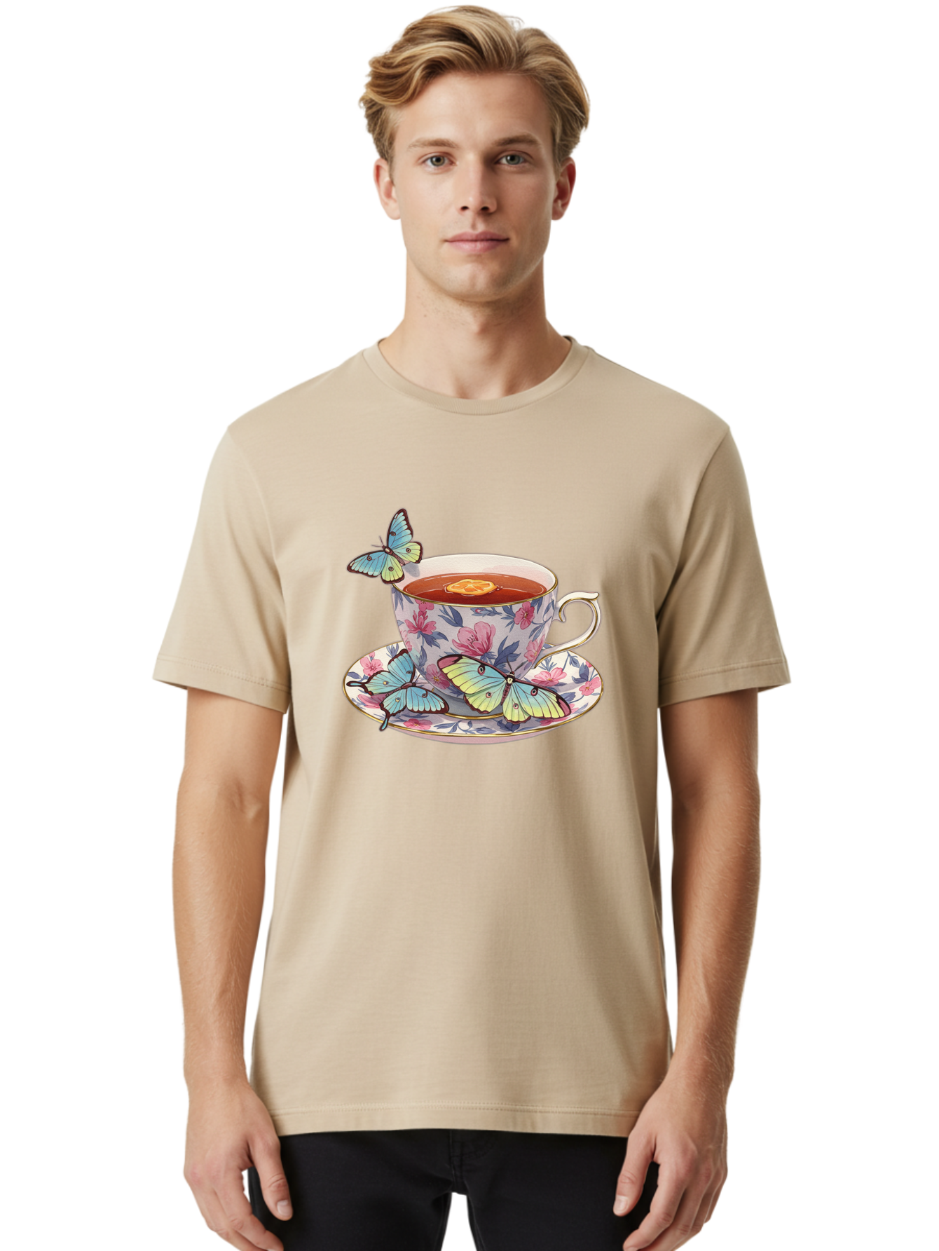 Butterfly-Tea Men'S Graphic Tee, 100% Cotton, Comfortable Casual Summer Wear, Machine Washable, Vintage Camera, Old Camera, Antique Camera, Black Camera, Classic Photography, Photography Equipment, Nostalgic Device, Film Camera, Camera Art Bae943