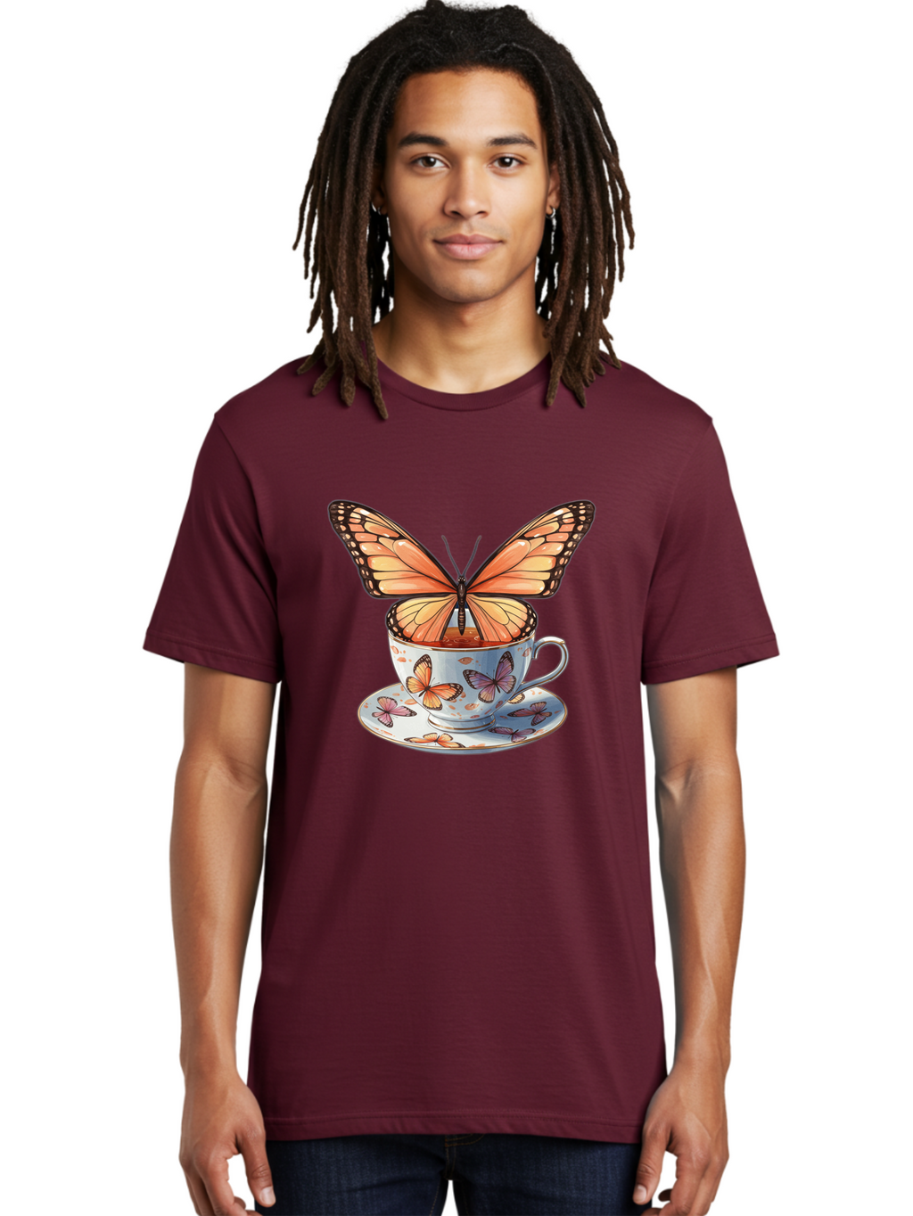 Butterfly-Teacup Men'S Graphic Tee, 100% Cotton, Comfortable Casual Summer Wear, Machine Washable, Vintage Camera, Old Camera, Antique Camera, Black Camera, Classic Photography, Photography Equipment, Nostalgic Device, Film Camera, Camera Art Bae944