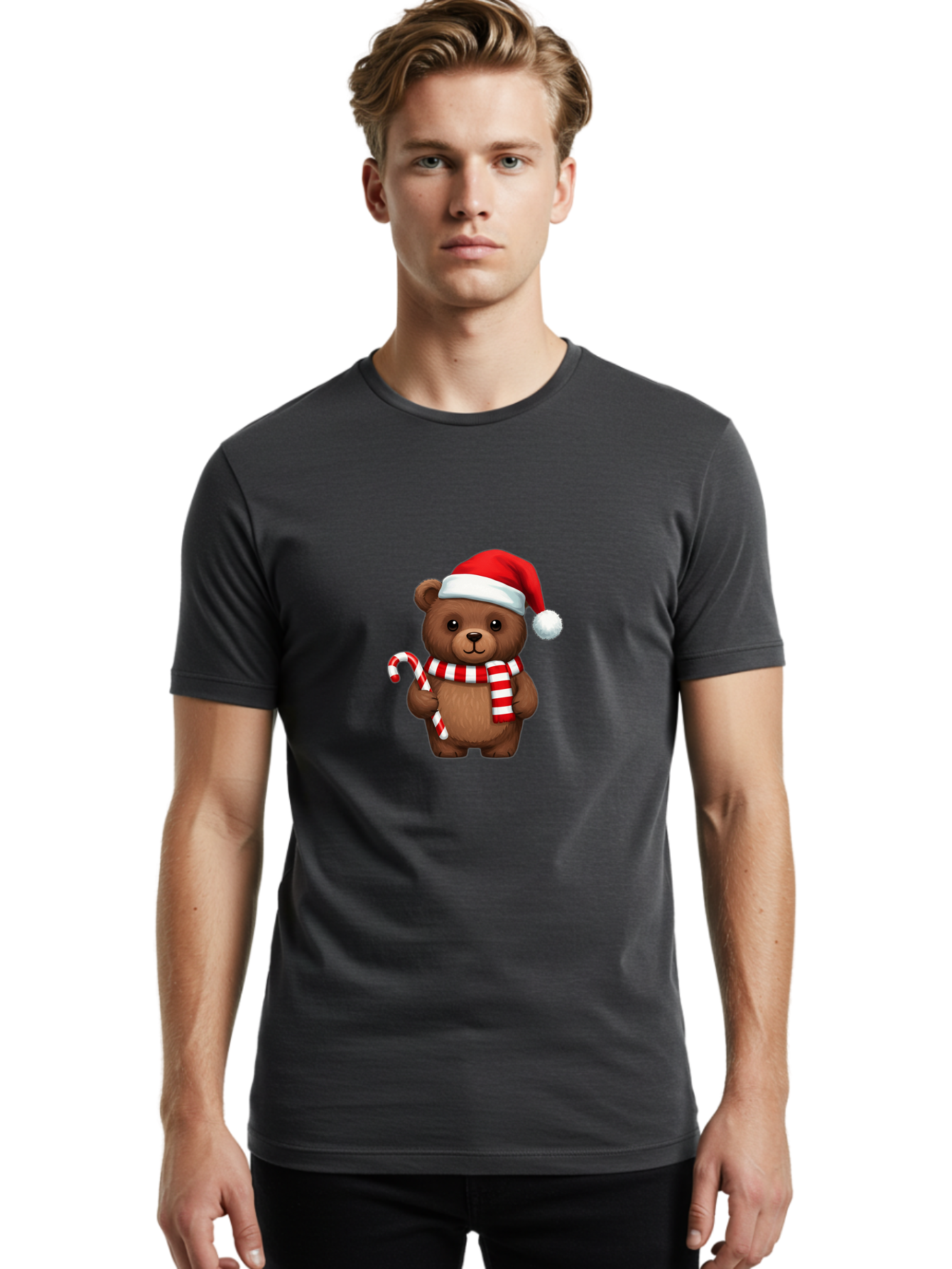 Candy-Cane-Bear Men'S Graphic Tee, 100% Cotton, Comfortable Casual Summer Wear, Machine Washable, Vintage Camera, Old Camera, Antique Camera, Black Camera, Classic Photography, Photography Equipment, Nostalgic Device, Film Camera, Camera Art Bae946