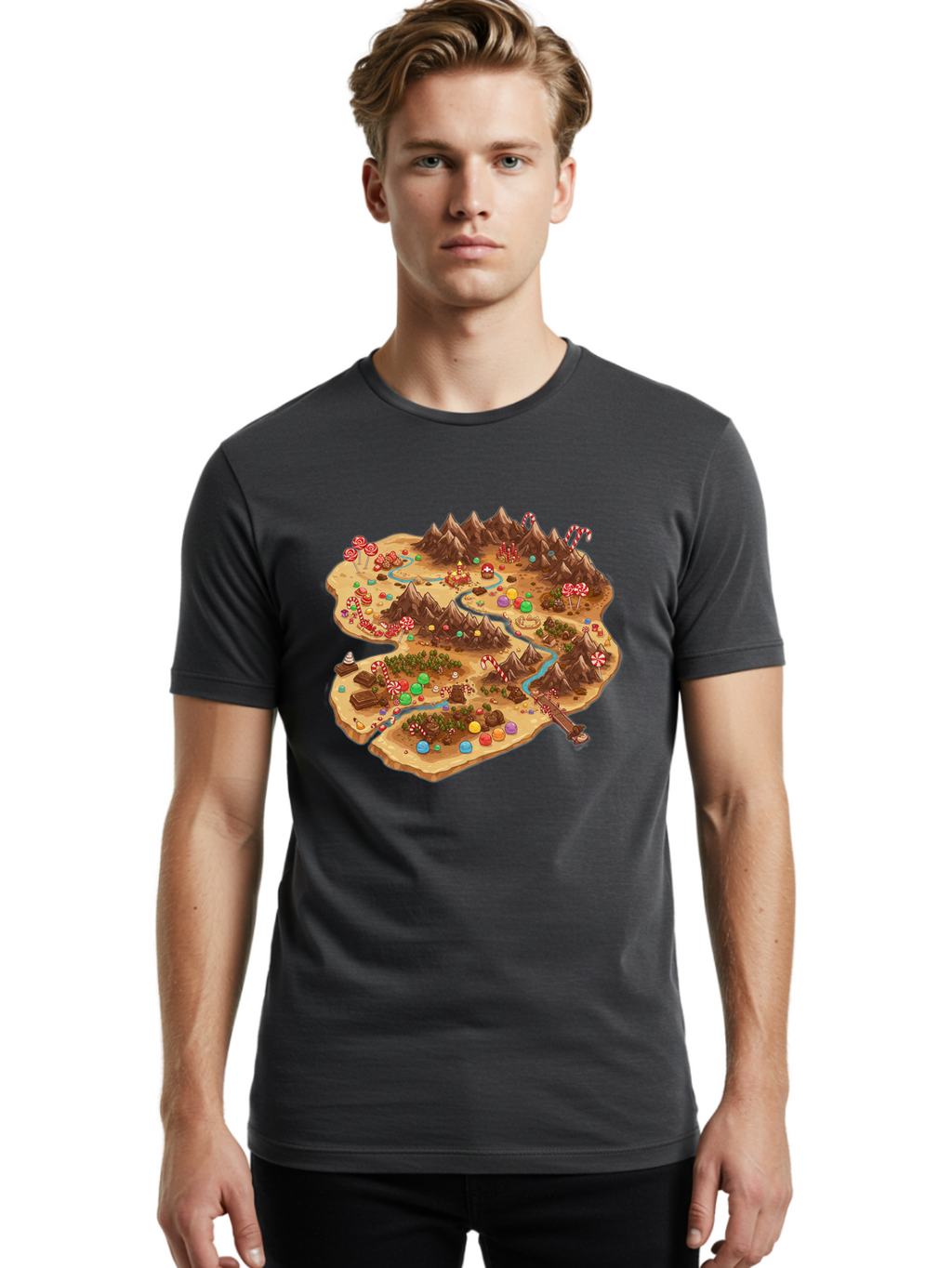 Candyland-Map Men'S Graphic Tee, 100% Cotton, Comfortable Casual Summer Wear, Machine Washable, Vintage Camera, Old Camera, Antique Camera, Black Camera, Classic Photography, Photography Equipment, Nostalgic Device, Film Camera, Camera Art Bae948