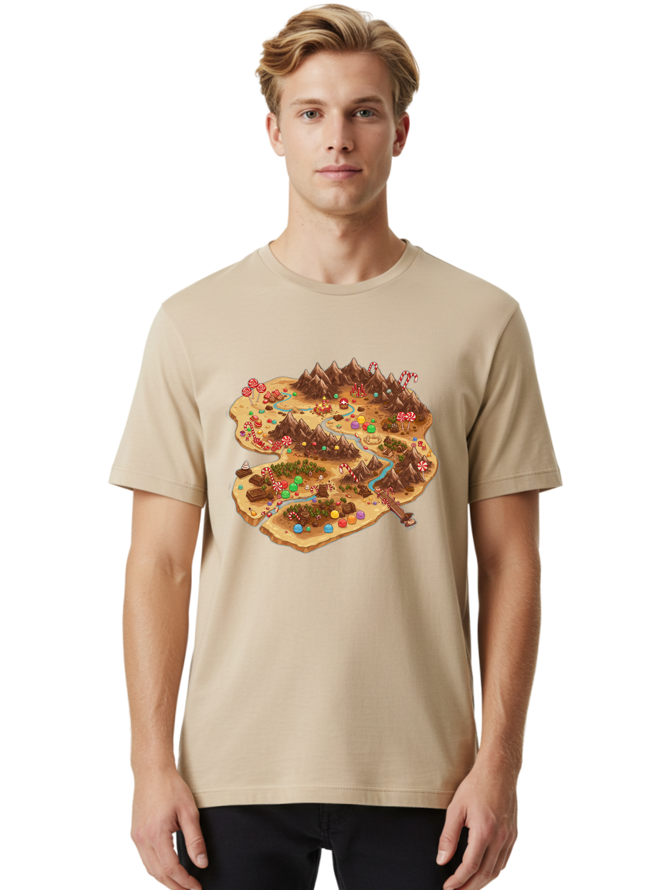 Candyland-Map Men'S Graphic Tee, 100% Cotton, Comfortable Casual Summer Wear, Machine Washable, Vintage Camera, Old Camera, Antique Camera, Black Camera, Classic Photography, Photography Equipment, Nostalgic Device, Film Camera, Camera Art Bae948