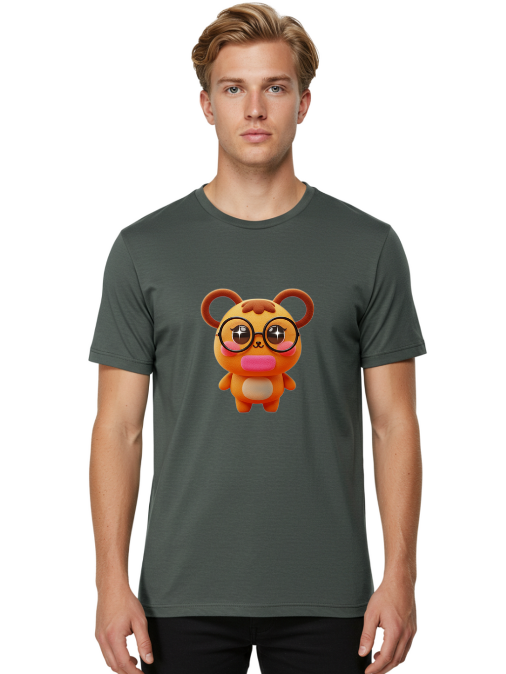 Cartoon-Bear Men'S Graphic Tee, 100% Cotton, Comfortable Casual Summer Wear, Machine Washable, Vintage Camera, Old Camera, Antique Camera, Black Camera, Classic Photography, Photography Equipment, Nostalgic Device, Film Camera, Camera Art Bae949