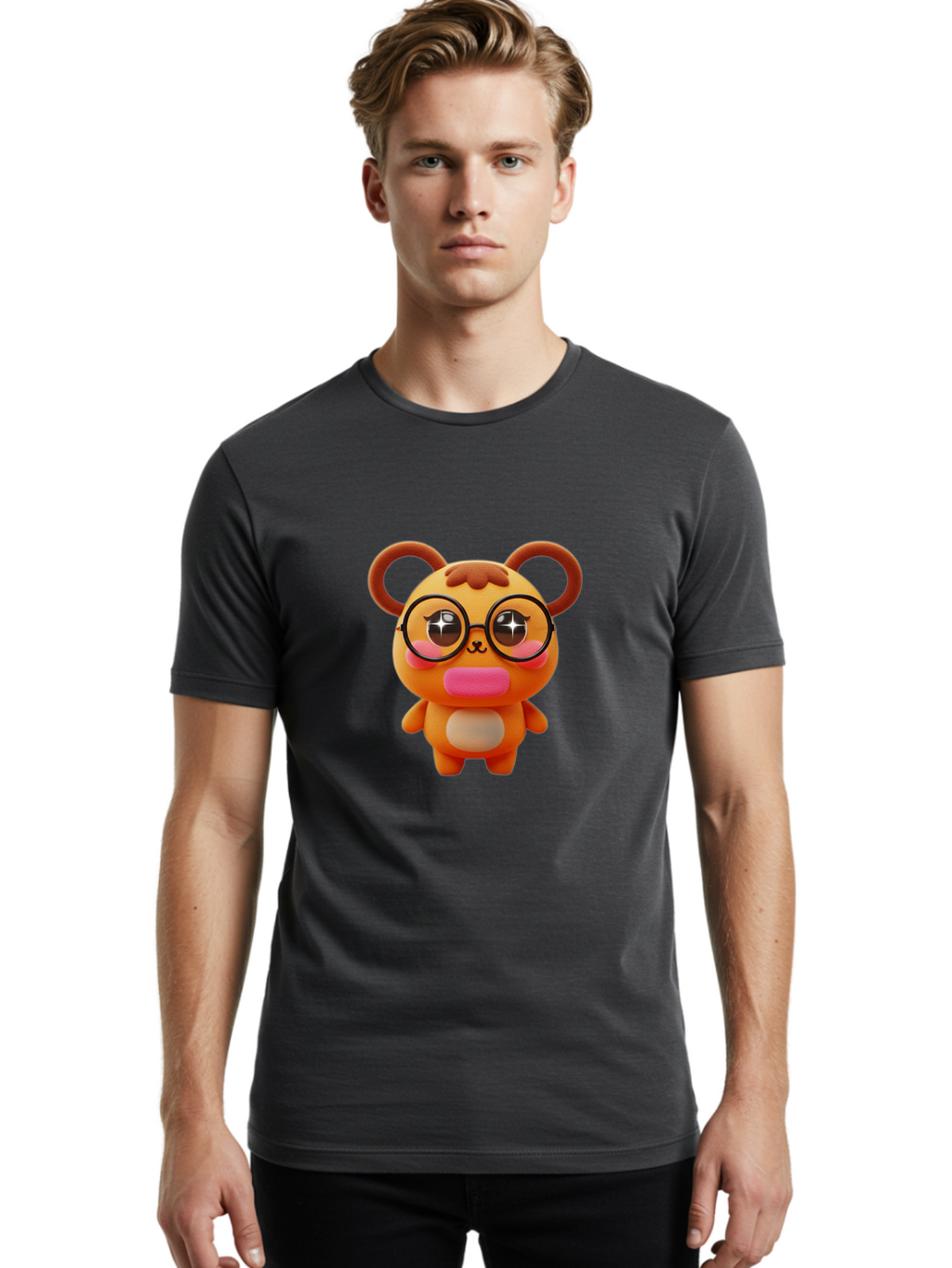 Cartoon-Bear Men'S Graphic Tee, 100% Cotton, Comfortable Casual Summer Wear, Machine Washable, Vintage Camera, Old Camera, Antique Camera, Black Camera, Classic Photography, Photography Equipment, Nostalgic Device, Film Camera, Camera Art Bae949