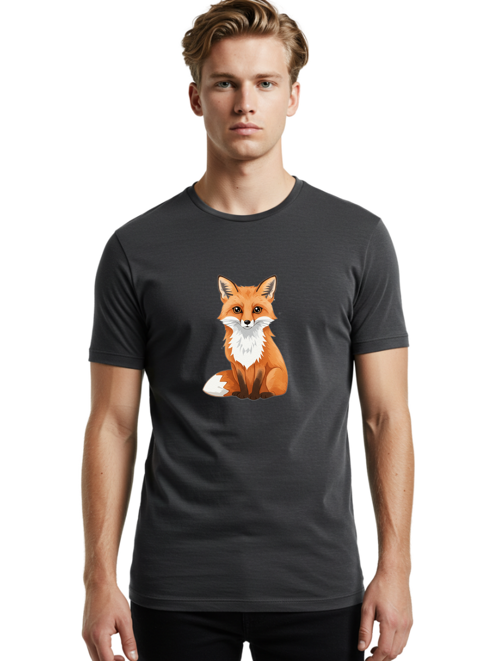 Cartoon-Fox-3 Men'S Graphic Tee, 100% Cotton, Comfortable Casual Summer Wear, Machine Washable, Vintage Camera, Old Camera, Antique Camera, Black Camera, Classic Photography, Photography Equipment, Nostalgic Device, Film Camera, Camera Art Bae952