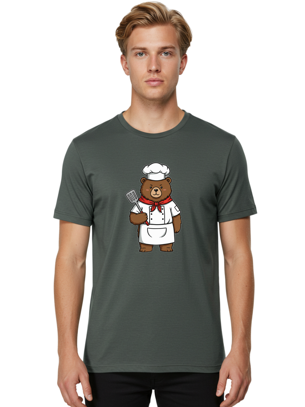 Chef-Bear-1 Men'S Graphic Tee, 100% Cotton, Comfortable Casual Summer Wear, Machine Washable, Vintage Camera, Old Camera, Antique Camera, Black Camera, Classic Photography, Photography Equipment, Nostalgic Device, Film Camera, Camera Art Bae960