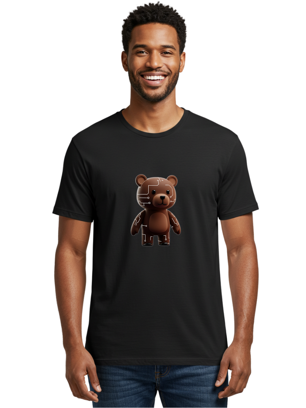 Circuit-Bear-1 Men'S Graphic Tee, 100% Cotton, Comfortable Casual Summer Wear, Machine Washable, Vintage Camera, Old Camera, Antique Camera, Black Camera, Classic Photography, Photography Equipment, Nostalgic Device, Film Camera, Camera Art Bae965