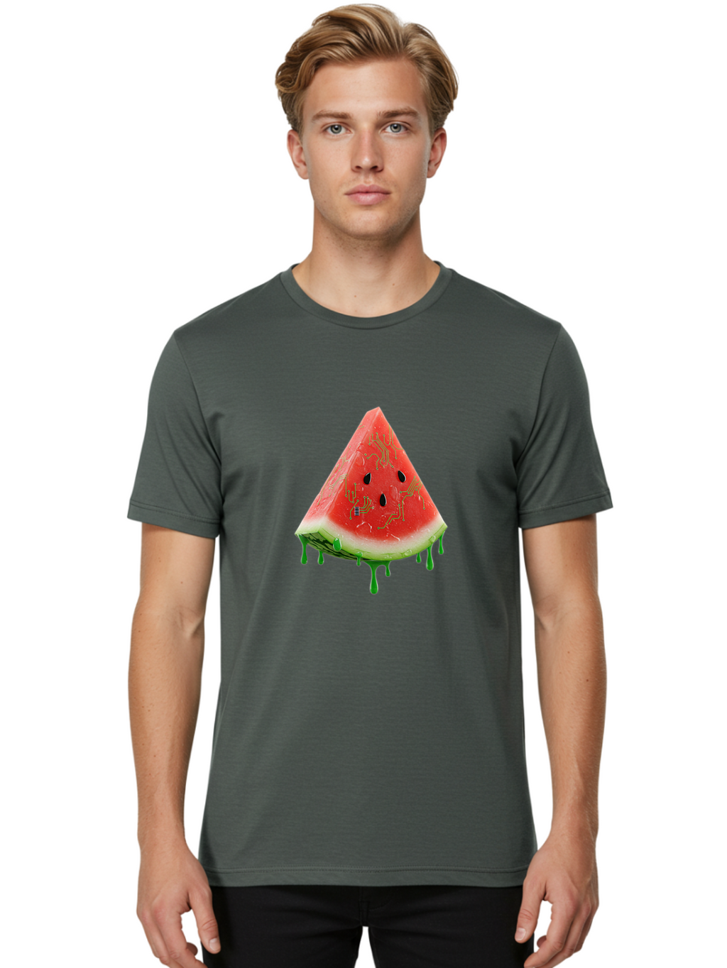 Circuit-Watermelon-Slice Men'S Graphic Tee, 100% Cotton, Comfortable Casual Summer Wear, Machine Washable, Vintage Camera, Old Camera, Antique Camera, Black Camera, Classic Photography, Photography Equipment, Nostalgic Device, Film Camera, Bae968
