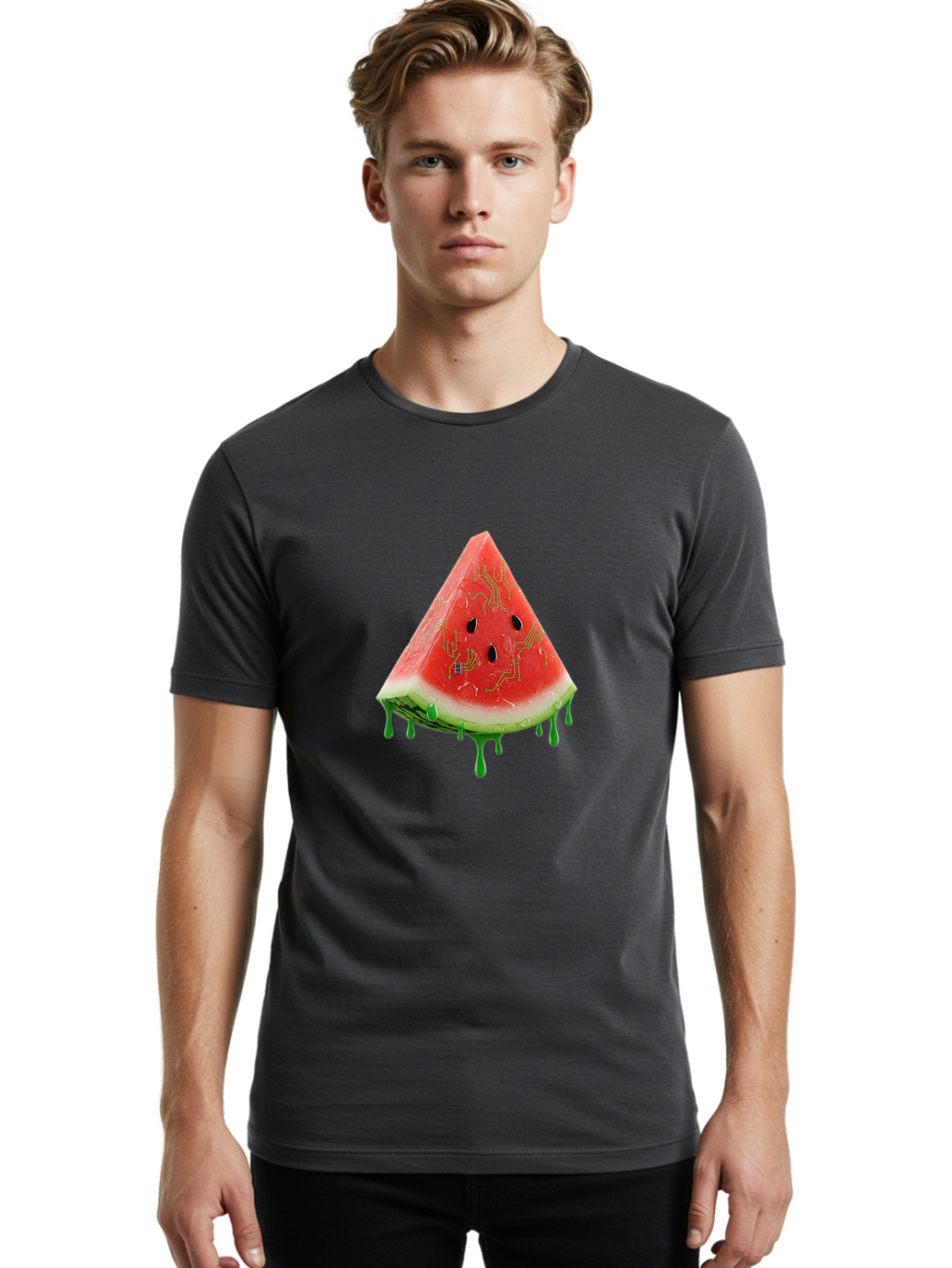 Circuit-Watermelon-Slice Men'S Graphic Tee, 100% Cotton, Comfortable Casual Summer Wear, Machine Washable, Vintage Camera, Old Camera, Antique Camera, Black Camera, Classic Photography, Photography Equipment, Nostalgic Device, Film Camera, Bae968