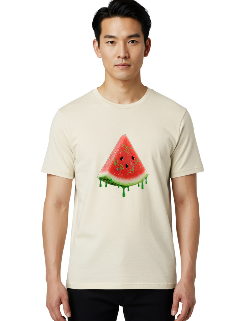 Circuit-Watermelon-Slice Men'S Graphic Tee, 100% Cotton, Comfortable Casual Summer Wear, Machine Washable, Vintage Camera, Old Camera, Antique Camera, Black Camera, Classic Photography, Photography Equipment, Nostalgic Device, Film Camera, Bae968