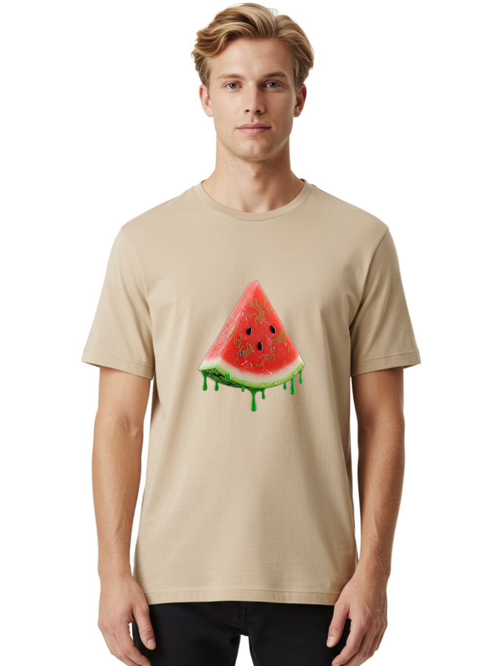 Circuit-Watermelon-Slice Men'S Graphic Tee, 100% Cotton, Comfortable Casual Summer Wear, Machine Washable, Vintage Camera, Old Camera, Antique Camera, Black Camera, Classic Photography, Photography Equipment, Nostalgic Device, Film Camera, Bae968