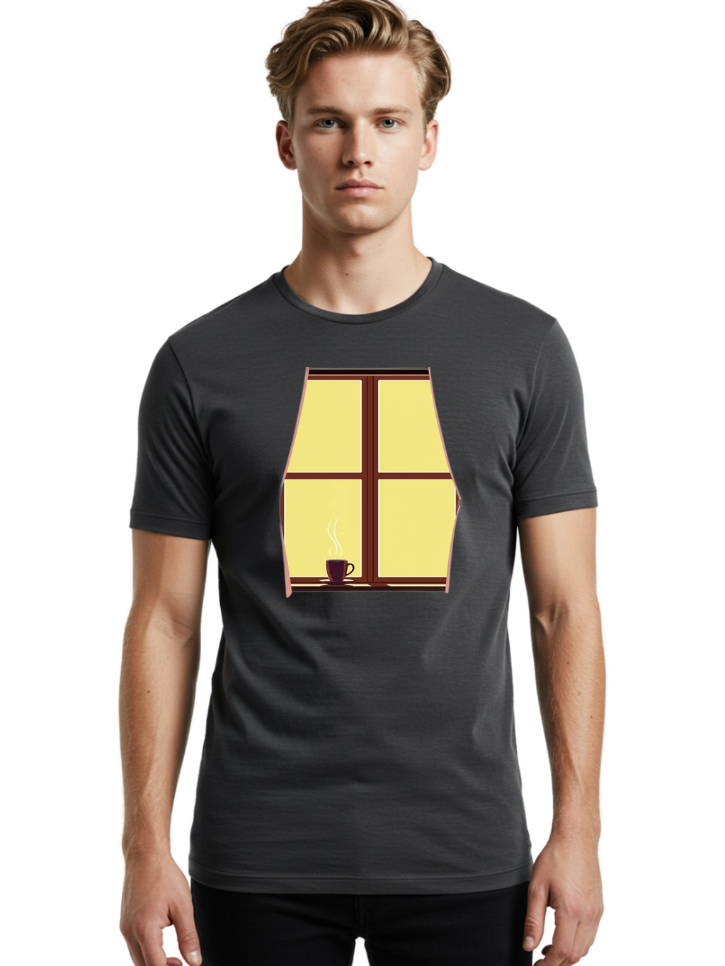 Coffee-By-Window Men'S Graphic Tee, 100% Cotton, Comfortable Casual Summer Wear, Machine Washable, Vintage Camera, Old Camera, Antique Camera, Black Camera, Classic Photography, Photography Equipment, Nostalgic Device, Film Camera, Camera Art Bae975