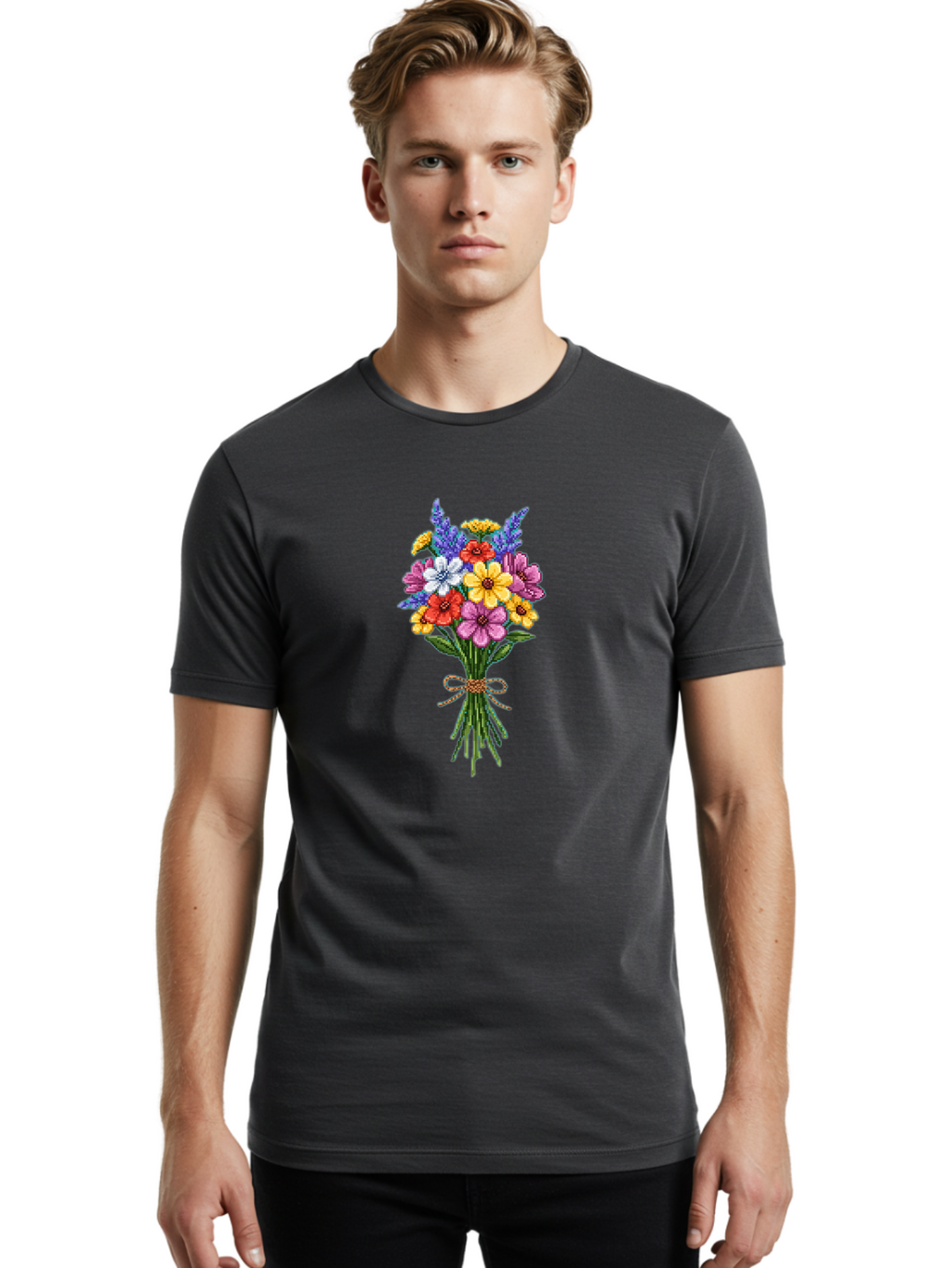 Colorful-Flower-Bouquet-1 Men'S Graphic Tee, 100% Cotton, Comfortable Casual Summer Wear, Machine Washable, Vintage Camera, Old Camera, Antique Camera, Black Camera, Classic Photography, Photography Equipment, Nostalgic Device, Film Camera, Bae977