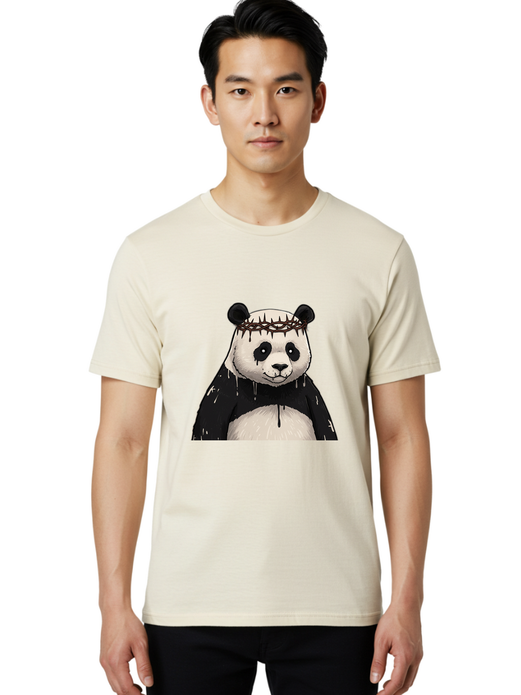 Crowned-Panda-1 Men'S Graphic Tee, 100% Cotton, Comfortable Casual Summer Wear, Machine Washable, Vintage Camera, Old Camera, Antique Camera, Black Camera, Classic Photography, Photography Equipment, Nostalgic Device, Film Camera, Camera Art Bae990