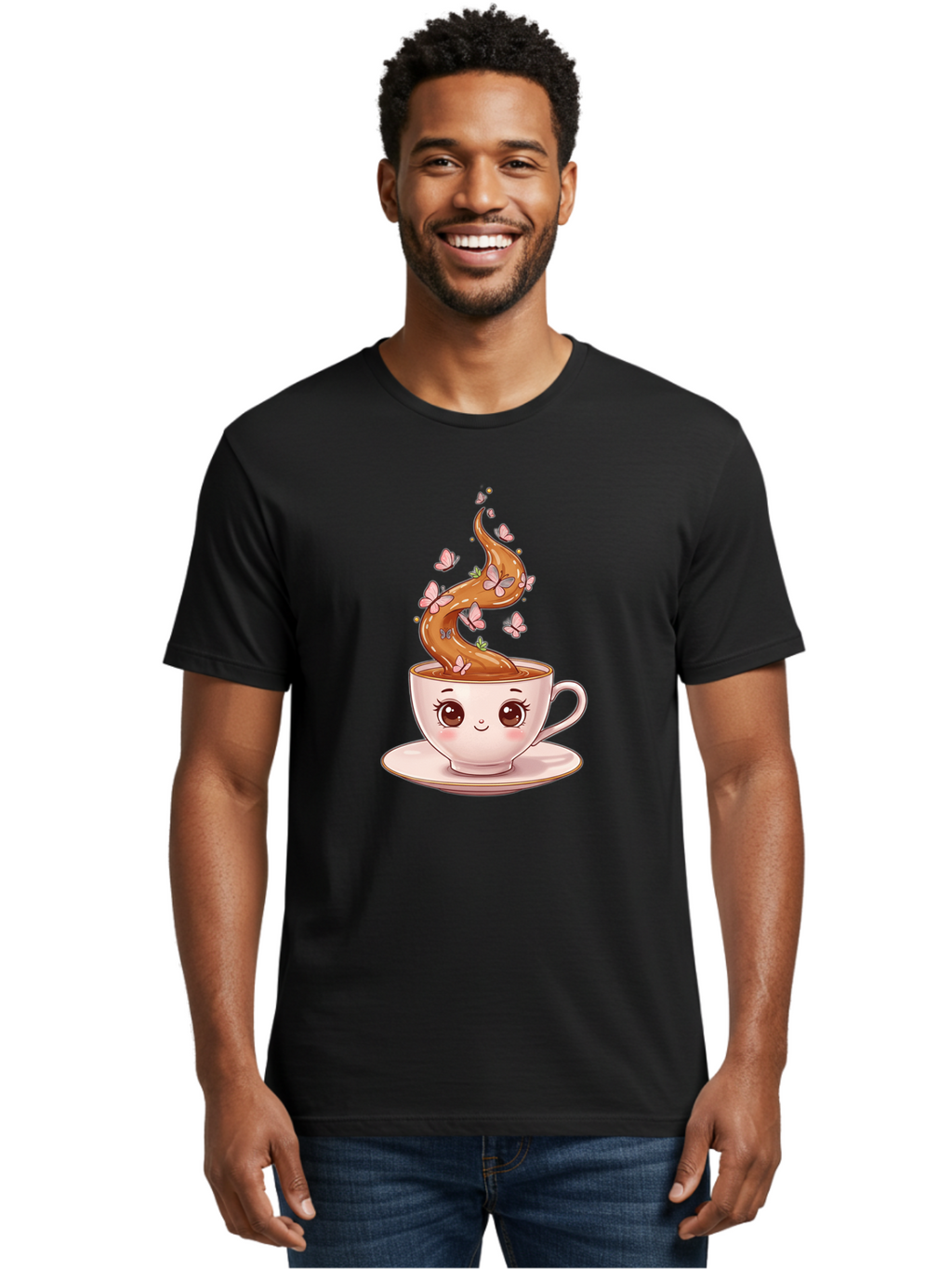 Cup-Of-Coffee-1 Men'S Graphic Tee, 100% Cotton, Comfortable Casual Summer Wear, Machine Washable, Vintage Camera, Old Camera, Antique Camera, Black Camera, Classic Photography, Photography Equipment, Nostalgic Device, Film Camera, Camera Art Bae994