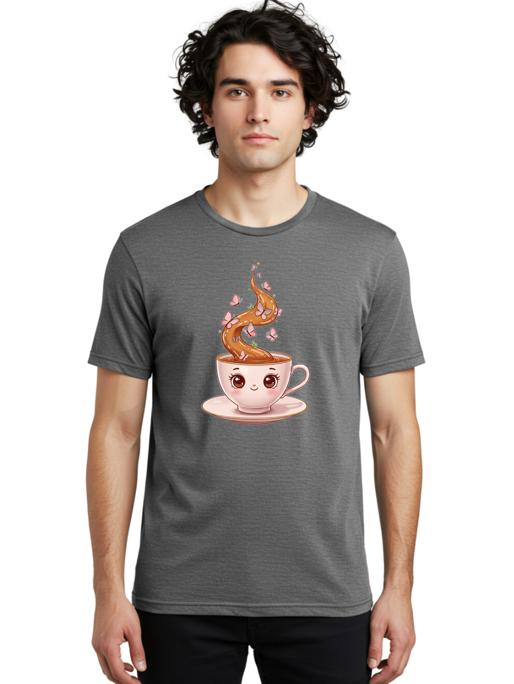 Cup-Of-Coffee-1 Men'S Graphic Tee, 100% Cotton, Comfortable Casual Summer Wear, Machine Washable, Vintage Camera, Old Camera, Antique Camera, Black Camera, Classic Photography, Photography Equipment, Nostalgic Device, Film Camera, Camera Art Bae994