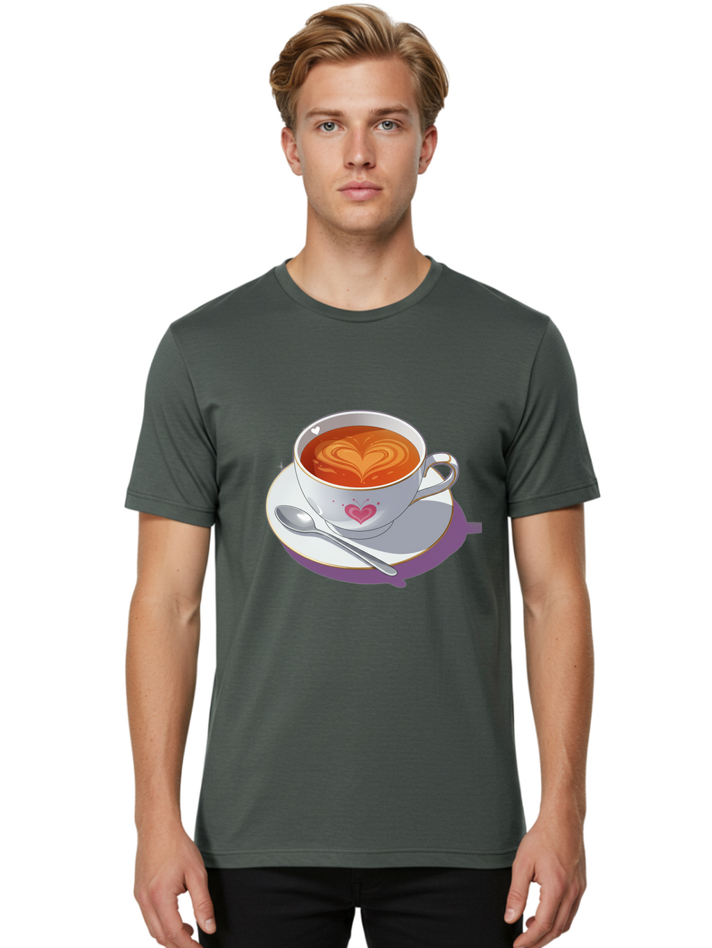 Cup-Of-Coffee-With-Heart Men'S Graphic Tee, 100% Cotton, Comfortable Casual Summer Wear, Machine Washable, Vintage Camera, Old Camera, Antique Camera, Black Camera, Classic Photography, Photography Equipment, Nostalgic Device, Film Camera, Bae995