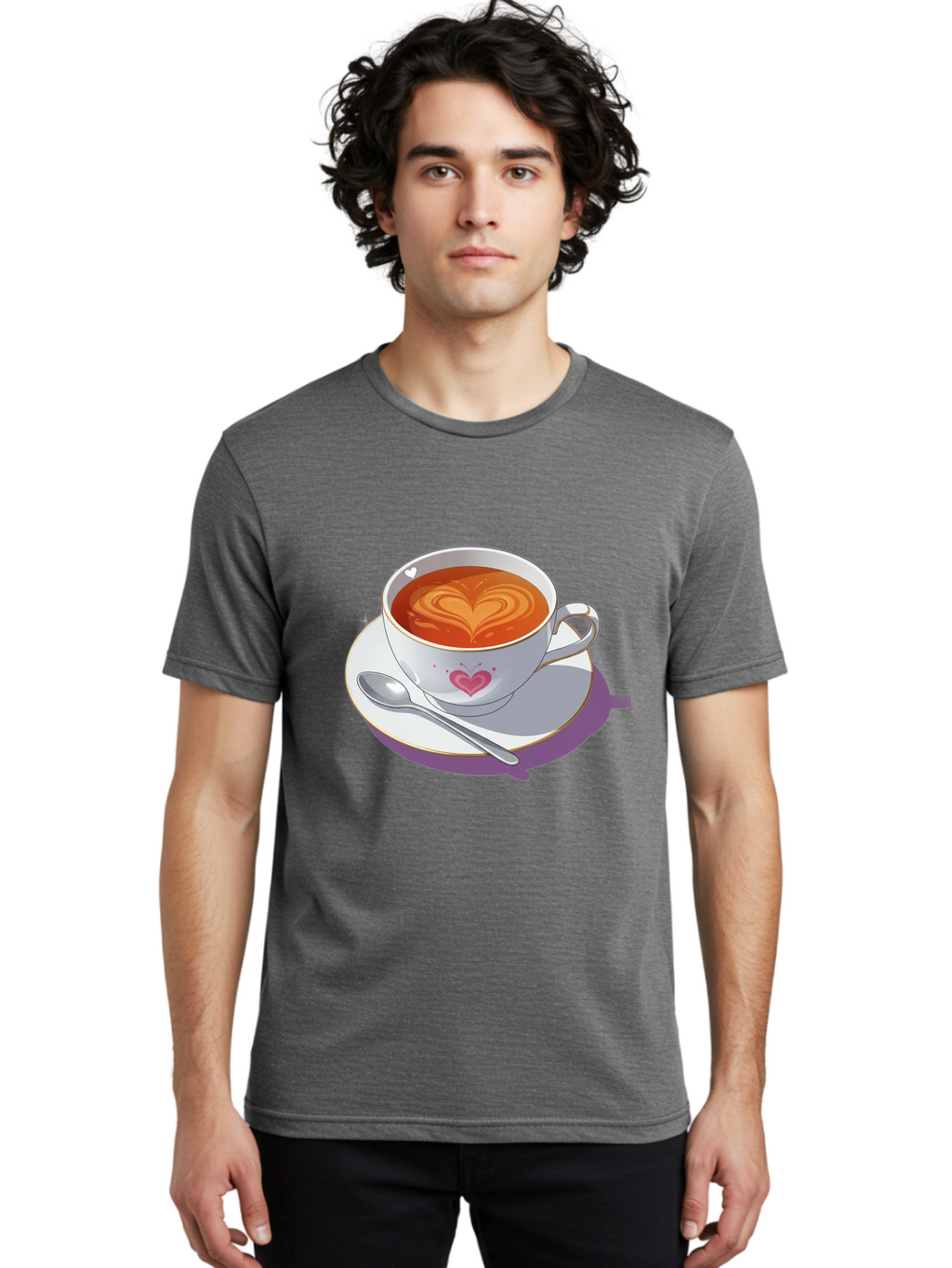 Cup-Of-Coffee-With-Heart Men'S Graphic Tee, 100% Cotton, Comfortable Casual Summer Wear, Machine Washable, Vintage Camera, Old Camera, Antique Camera, Black Camera, Classic Photography, Photography Equipment, Nostalgic Device, Film Camera, Bae995