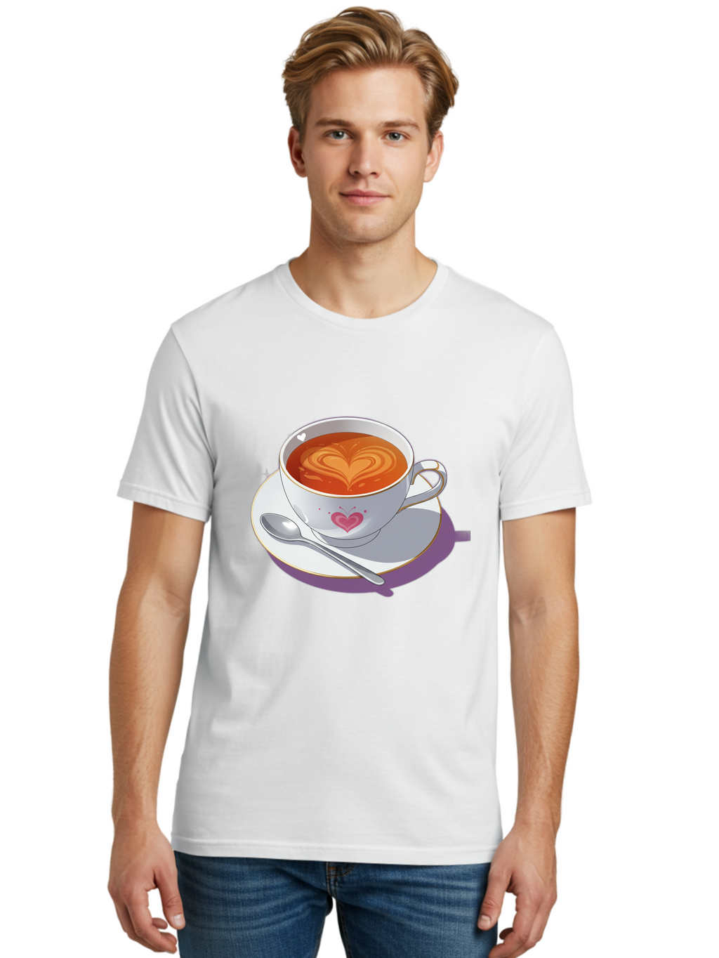Cup-Of-Coffee-With-Heart Men'S Graphic Tee, 100% Cotton, Comfortable Casual Summer Wear, Machine Washable, Vintage Camera, Old Camera, Antique Camera, Black Camera, Classic Photography, Photography Equipment, Nostalgic Device, Film Camera, Bae995
