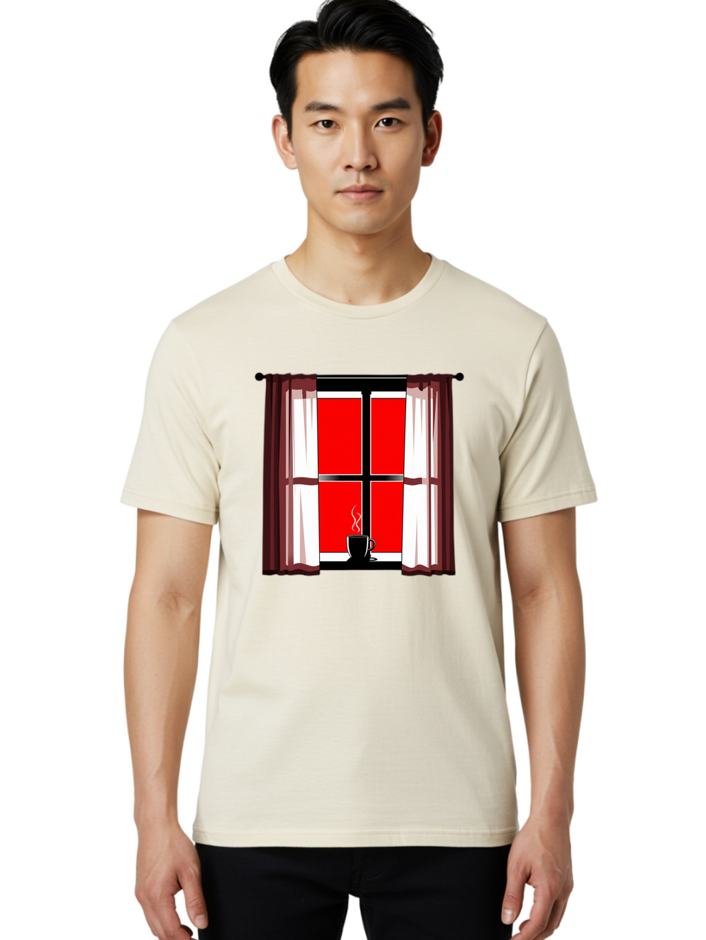 Cup-On-Windowsill Men'S Graphic Tee, 100% Cotton, Comfortable Casual Summer Wear, Machine Washable, Vintage Camera, Old Camera, Antique Camera, Black Camera, Classic Photography, Photography Equipment, Nostalgic Device, Film Camera, Camera Art Bae998