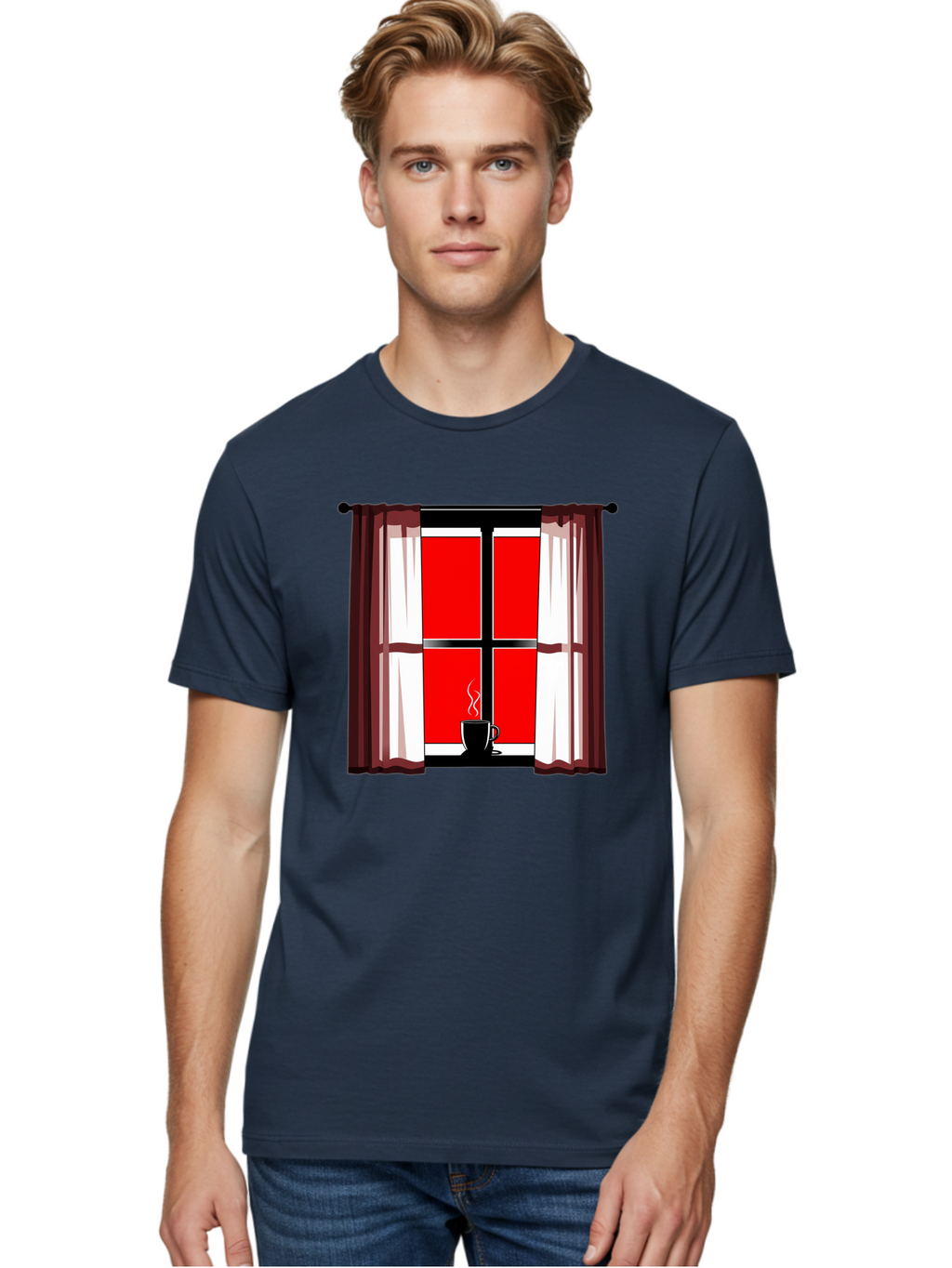 Cup-On-Windowsill Men'S Graphic Tee, 100% Cotton, Comfortable Casual Summer Wear, Machine Washable, Vintage Camera, Old Camera, Antique Camera, Black Camera, Classic Photography, Photography Equipment, Nostalgic Device, Film Camera, Camera Art Bae998