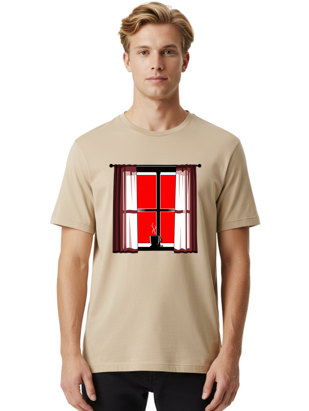 Cup-On-Windowsill Men'S Graphic Tee, 100% Cotton, Comfortable Casual Summer Wear, Machine Washable, Vintage Camera, Old Camera, Antique Camera, Black Camera, Classic Photography, Photography Equipment, Nostalgic Device, Film Camera, Camera Art Bae998