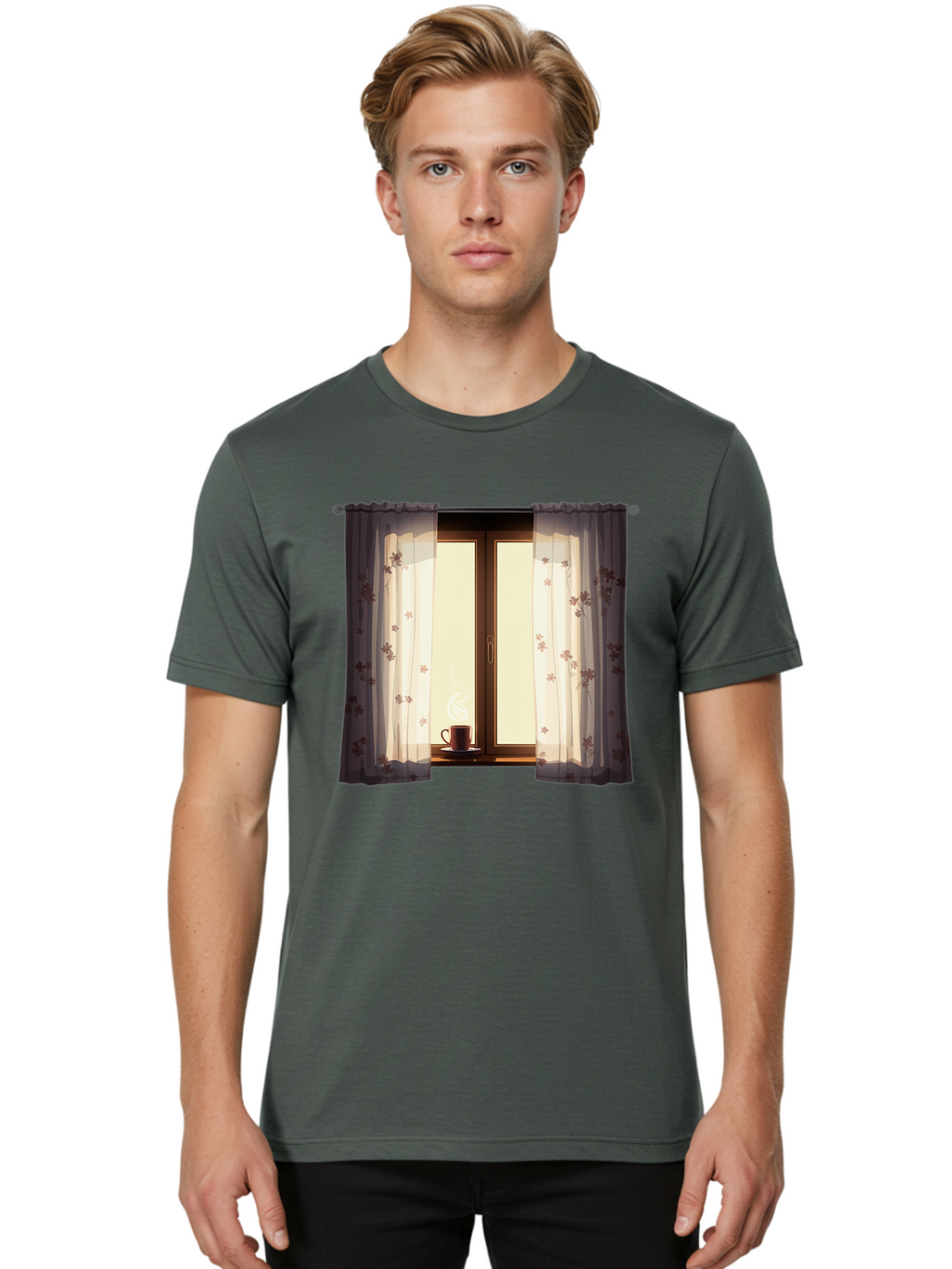 Curtains-Coffee-Cup Men'S Graphic Tee, 100% Cotton, Comfortable Casual Summer Wear, Machine Washable, Vintage Camera, Old Camera, Antique Camera, Black Camera, Classic Photography, Photography Equipment, Nostalgic Device, Film Camera, Bae999
