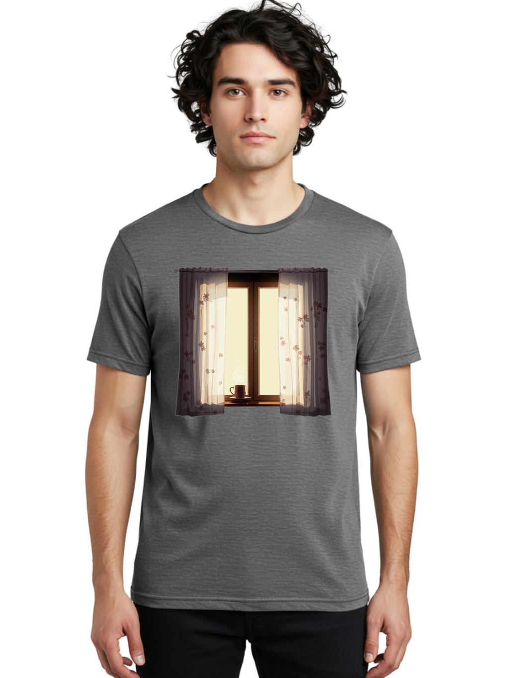 Curtains-Coffee-Cup Men'S Graphic Tee, 100% Cotton, Comfortable Casual Summer Wear, Machine Washable, Vintage Camera, Old Camera, Antique Camera, Black Camera, Classic Photography, Photography Equipment, Nostalgic Device, Film Camera, Bae999