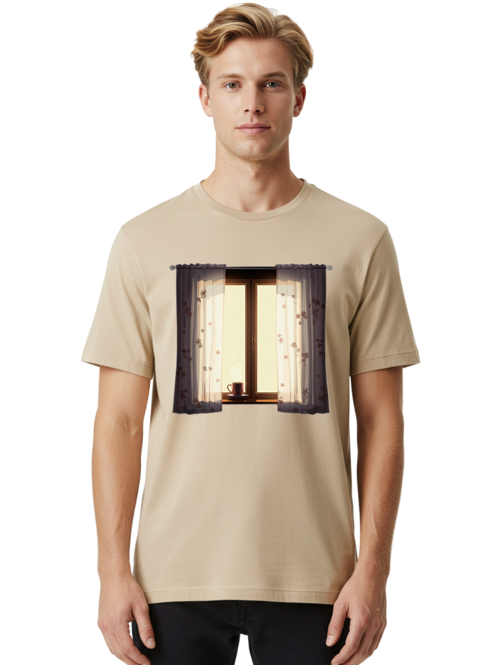 Curtains-Coffee-Cup Men'S Graphic Tee, 100% Cotton, Comfortable Casual Summer Wear, Machine Washable, Vintage Camera, Old Camera, Antique Camera, Black Camera, Classic Photography, Photography Equipment, Nostalgic Device, Film Camera, Bae999