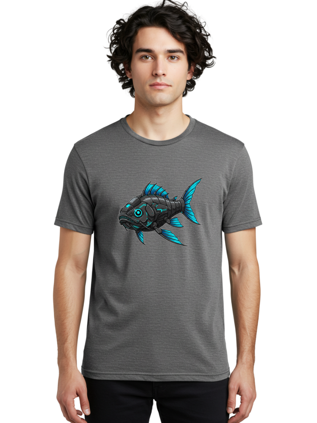 Cyber-Fish-1 Men'S Graphic Tee, 100% Cotton, Comfortable Casual Summer Wear, Machine Washable, Vintage Camera, Old Camera, Antique Camera, Black Camera, Classic Photography, Photography Equipment, Nostalgic Device, Film Camera, Camera Art Baf005