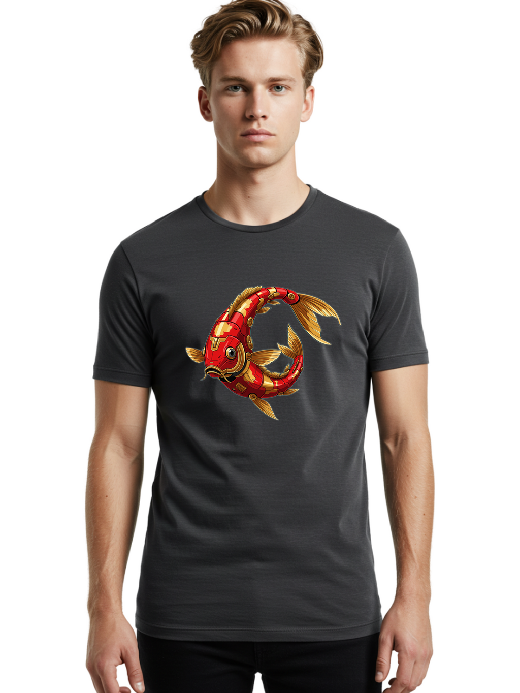 Cybernetic-Koi-Fish Men'S Graphic Tee, 100% Cotton, Comfortable Casual Summer Wear, Machine Washable, Vintage Camera, Old Camera, Antique Camera, Black Camera, Classic Photography, Photography Equipment, Nostalgic Device, Film Camera, Baf008