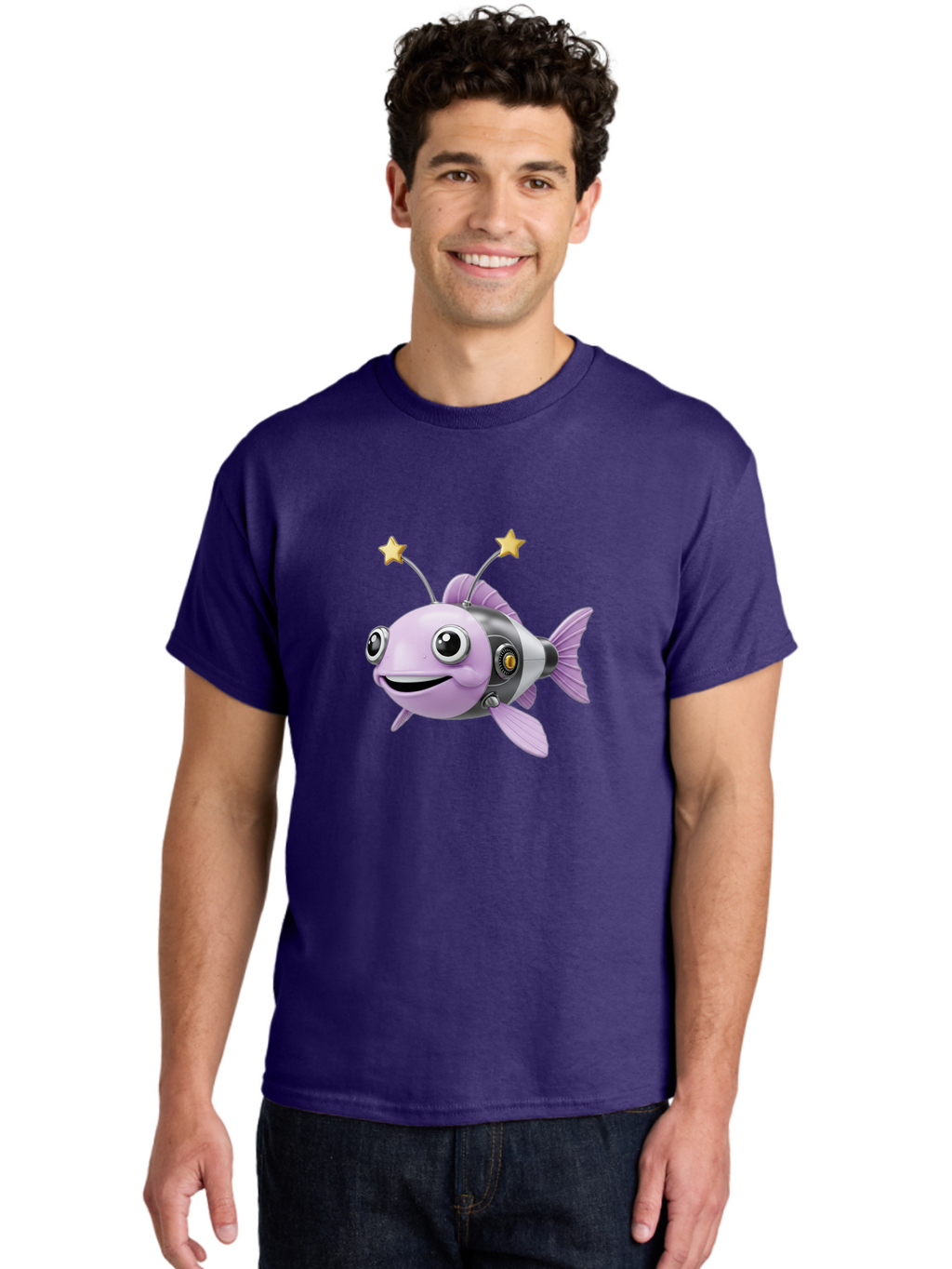Cyborg-Fish-1 Men'S Graphic Tee, 100% Cotton, Comfortable Casual Summer Wear, Machine Washable, Vintage Camera, Old Camera, Antique Camera, Black Camera, Classic Photography, Photography Equipment, Nostalgic Device, Film Camera, Camera Art Baf009
