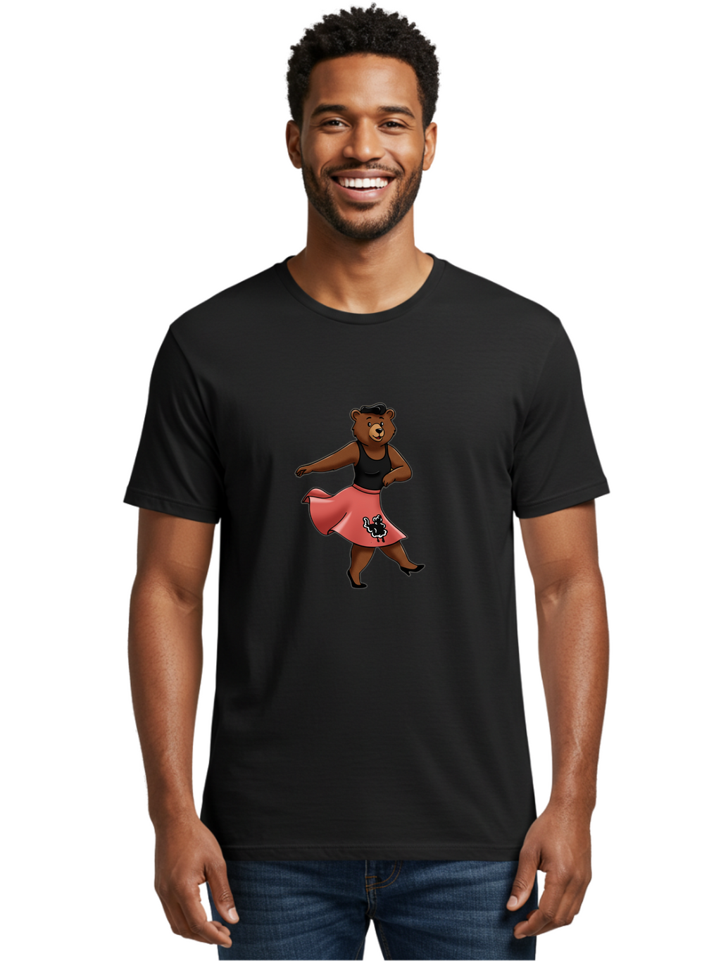 Dancing-Bear-1 Men'S Graphic Tee, 100% Cotton, Comfortable Casual Summer Wear, Machine Washable, Vintage Camera, Old Camera, Antique Camera, Black Camera, Classic Photography, Photography Equipment, Nostalgic Device, Film Camera, Camera Art Baf015